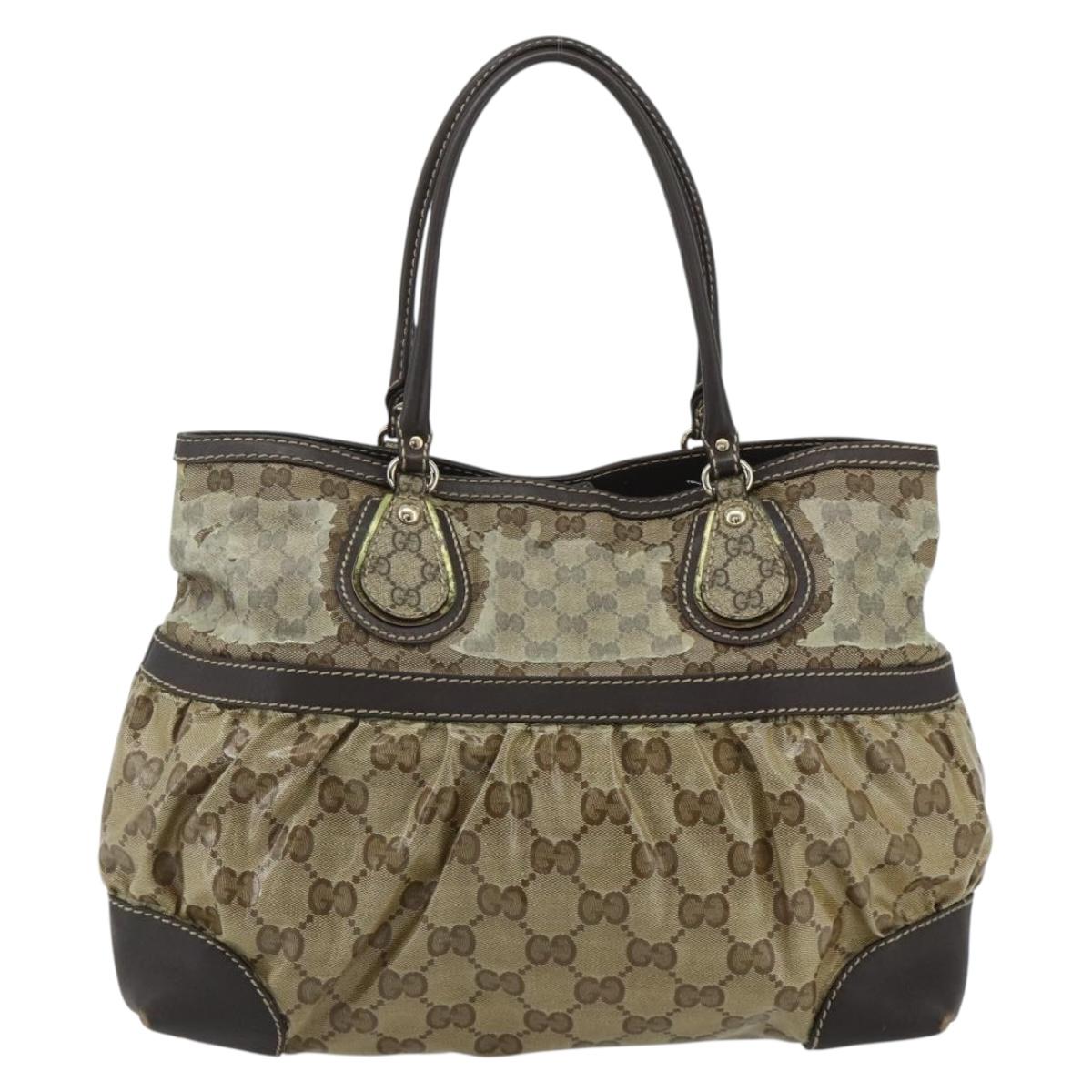 GUCCI GG Crystal Tote Bag Coated Canvas Beige Gold 223963 Auth 175582