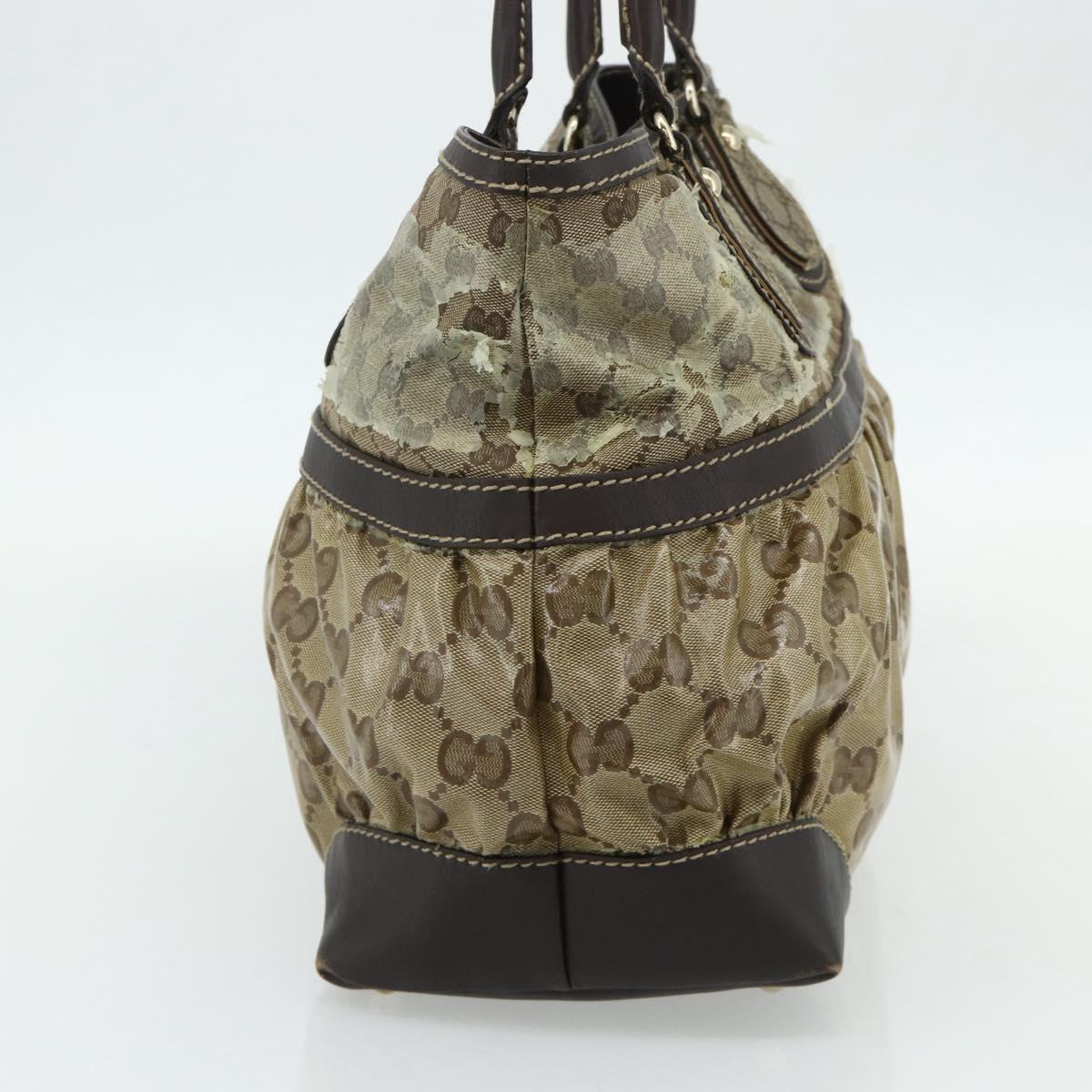GUCCI GG Crystal Tote Bag Coated Canvas Beige Gold 223963 Auth 175582