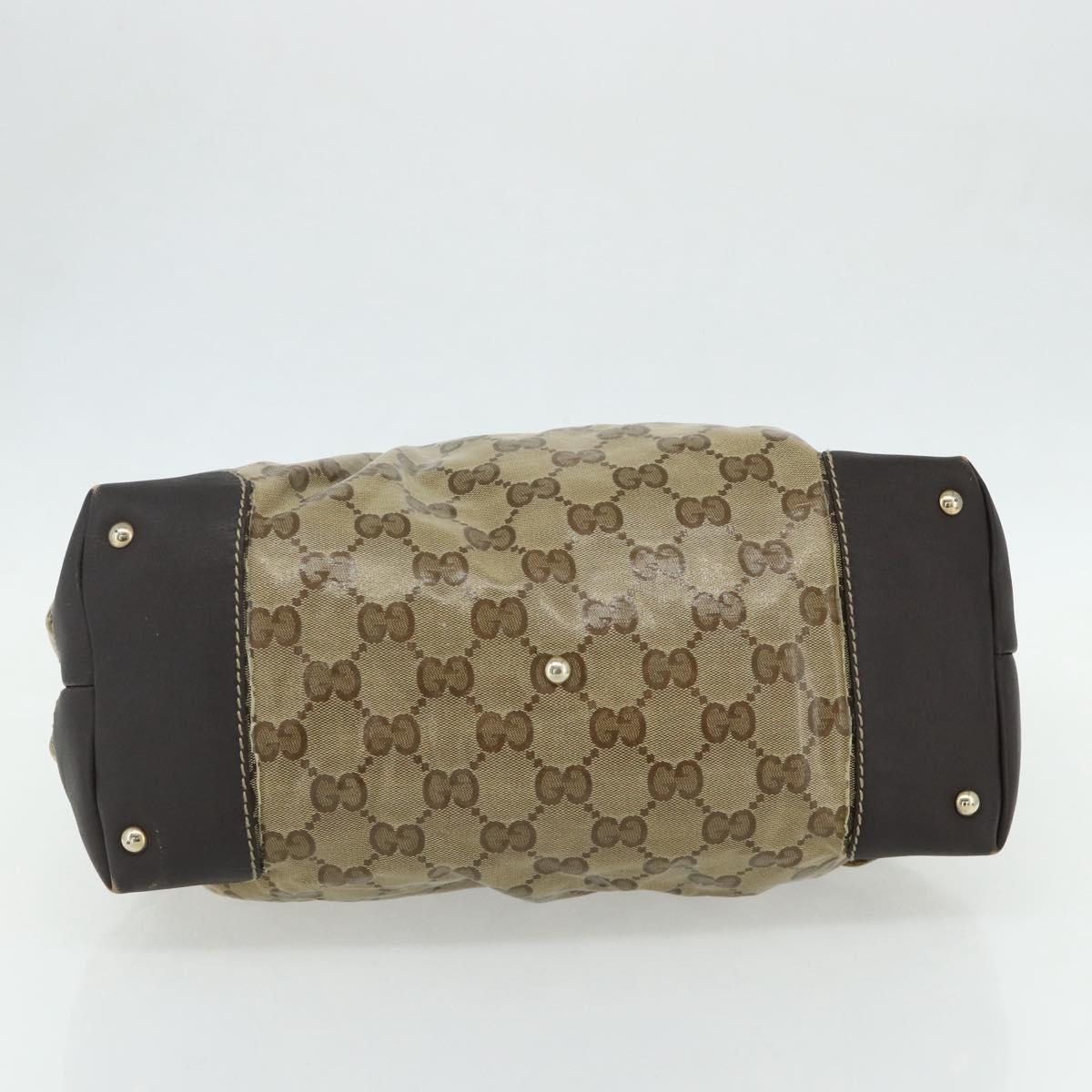 GUCCI GG Crystal Tote Bag Coated Canvas Beige Gold 223963 Auth 175582