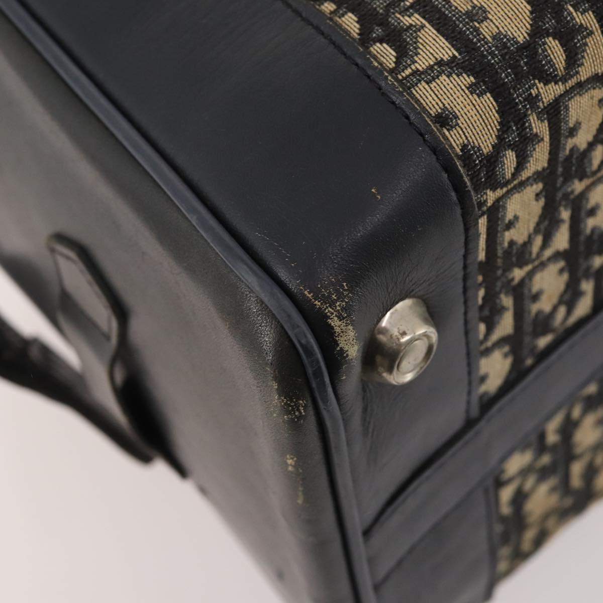 Christian Dior Trotter Canvas Boston Bag Navy Silver Auth 175624