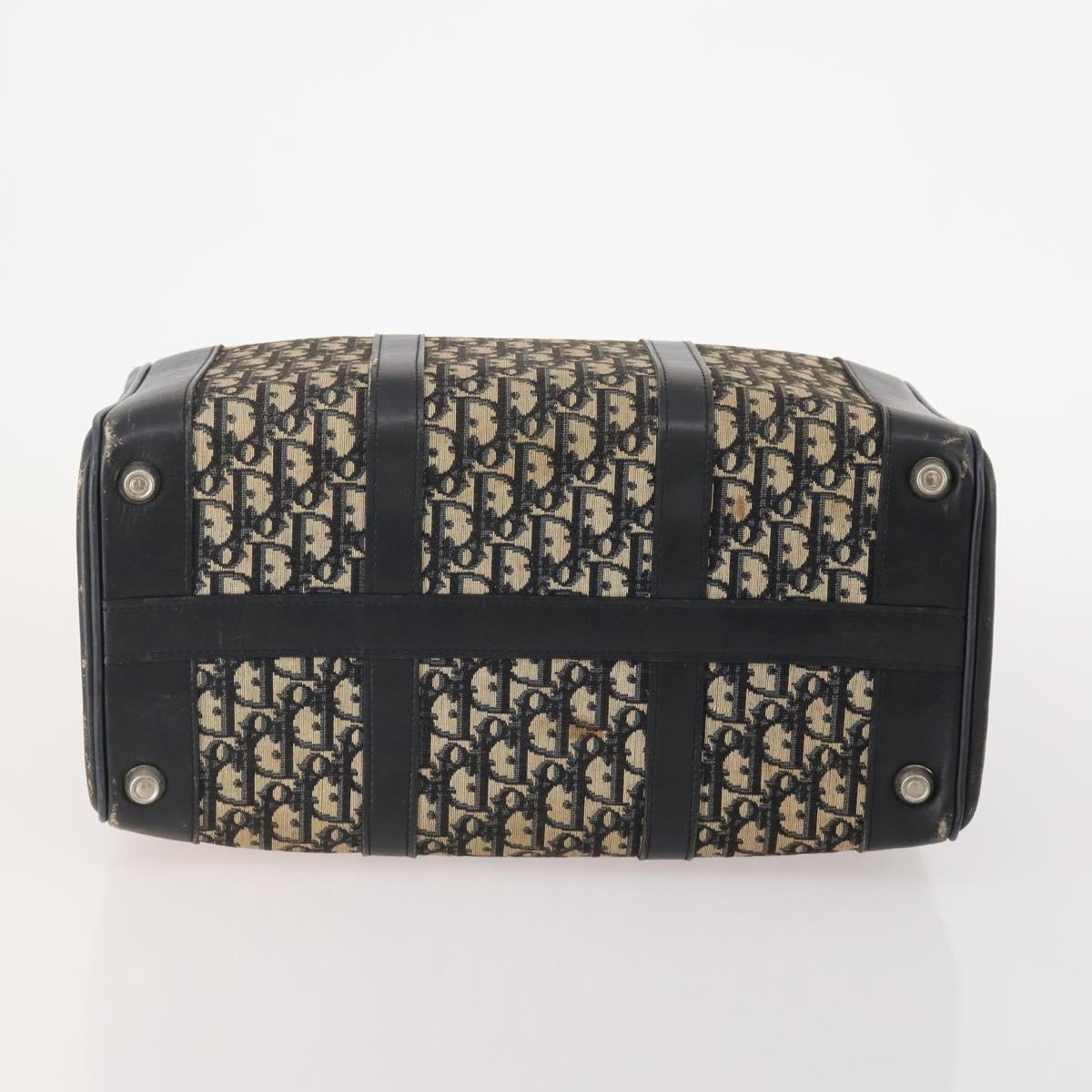 Christian Dior Trotter Canvas Boston Bag Navy Silver Auth 175624
