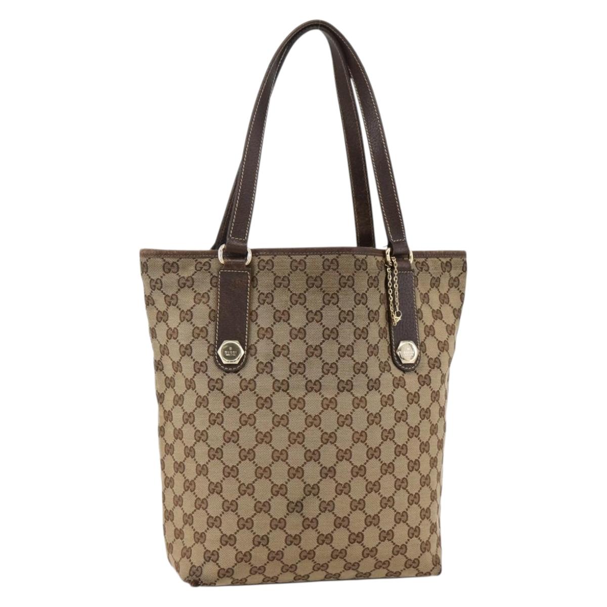 GUCCI GG Canvas Tote Bag Beige Gold 153009 Auth 175626
