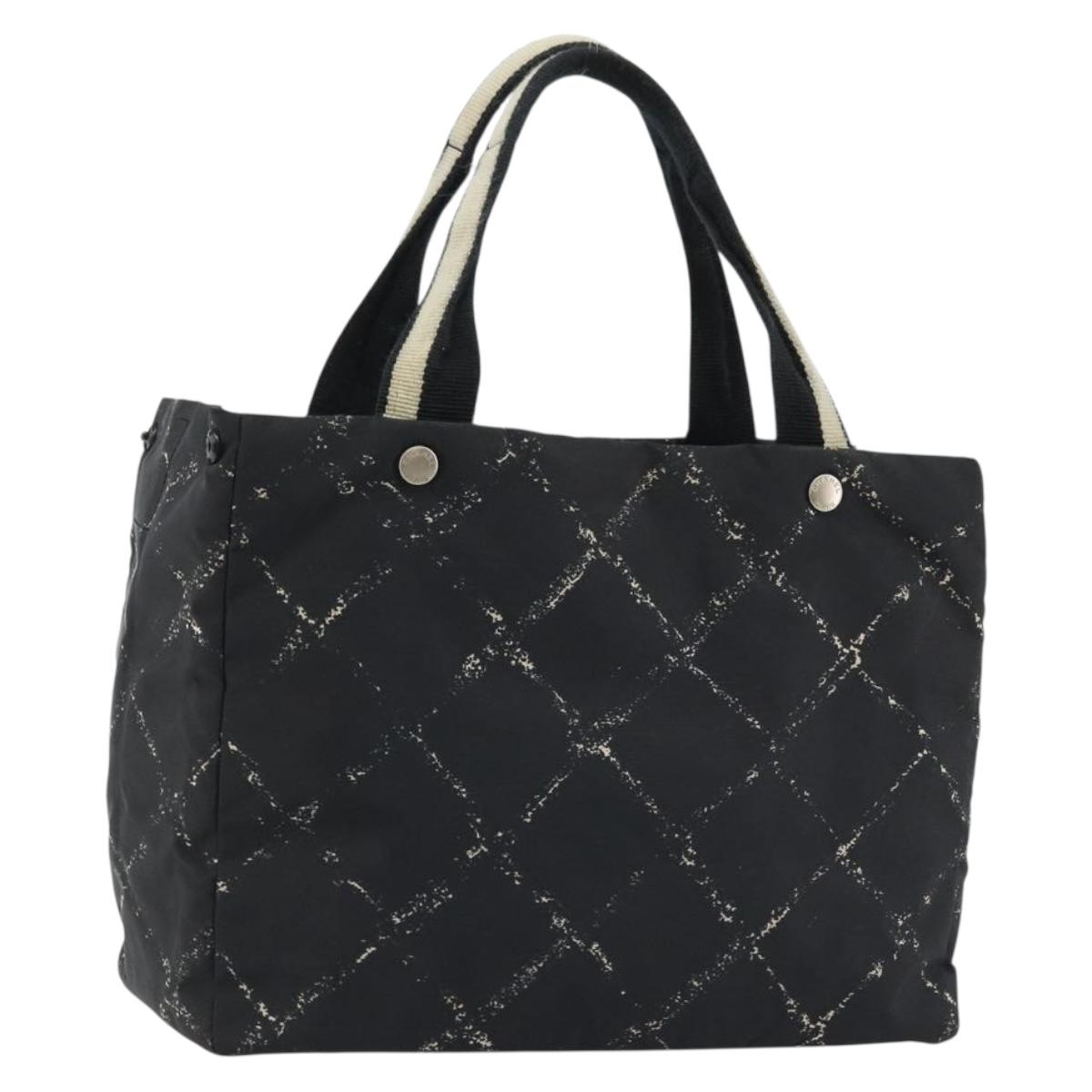 CHANEL New Travel Line Hand Bag Nylon Black CC Auth 175651A