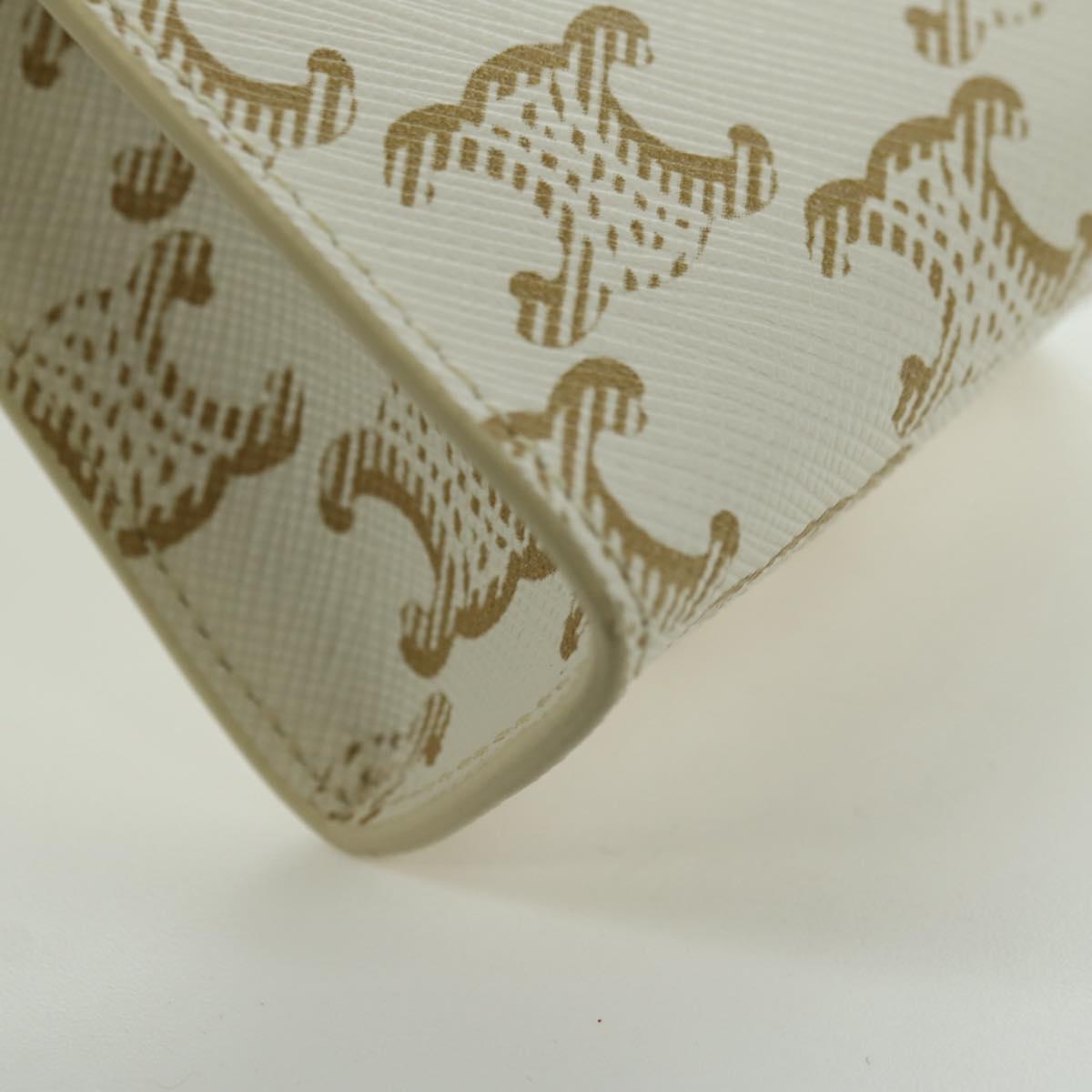 CELINE Macadam Canvas Micro Vertical Cover Bag Charm PVC White Gold Auth 175660M