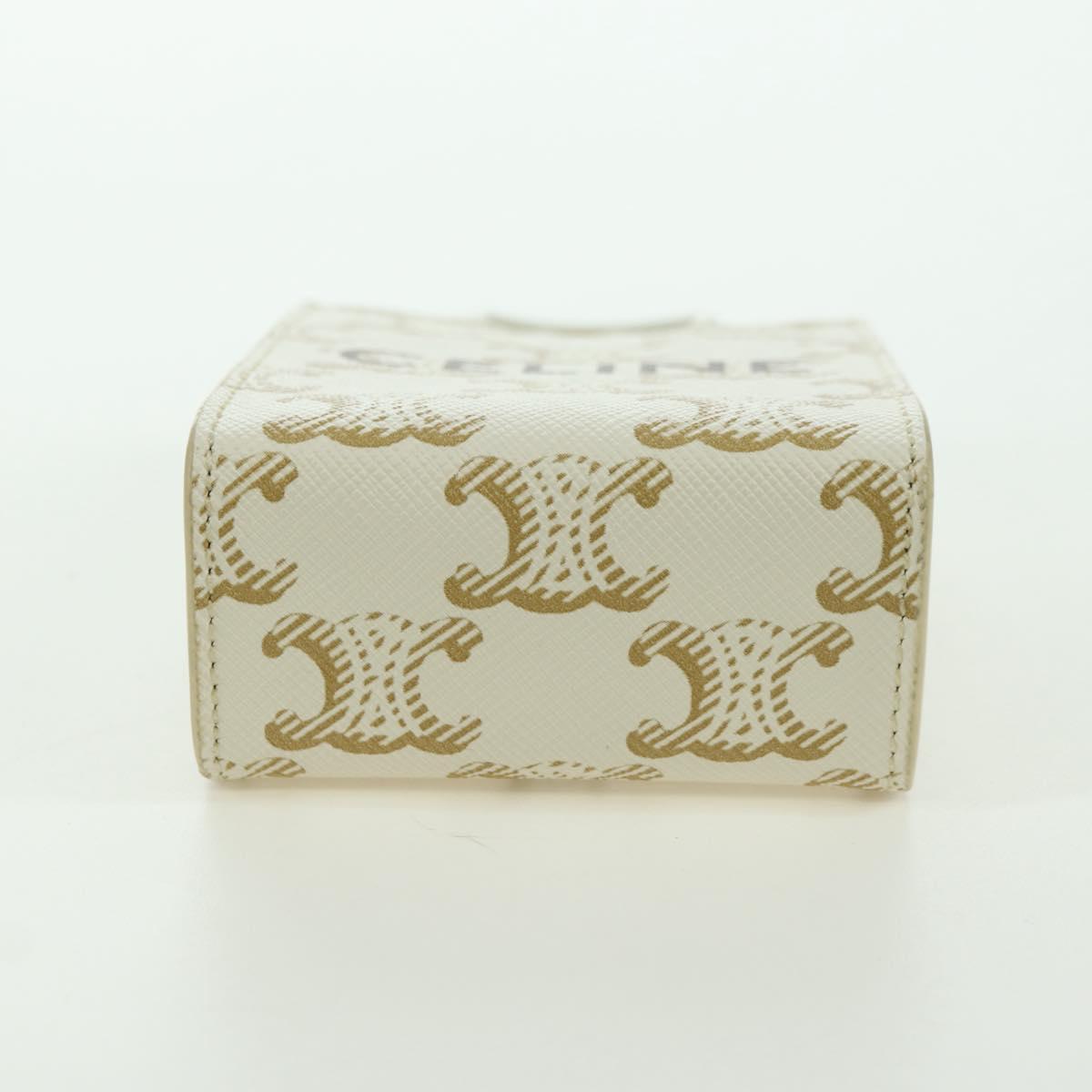 CELINE Macadam Canvas Micro Vertical Cover Bag Charm PVC White Gold Auth 175660M
