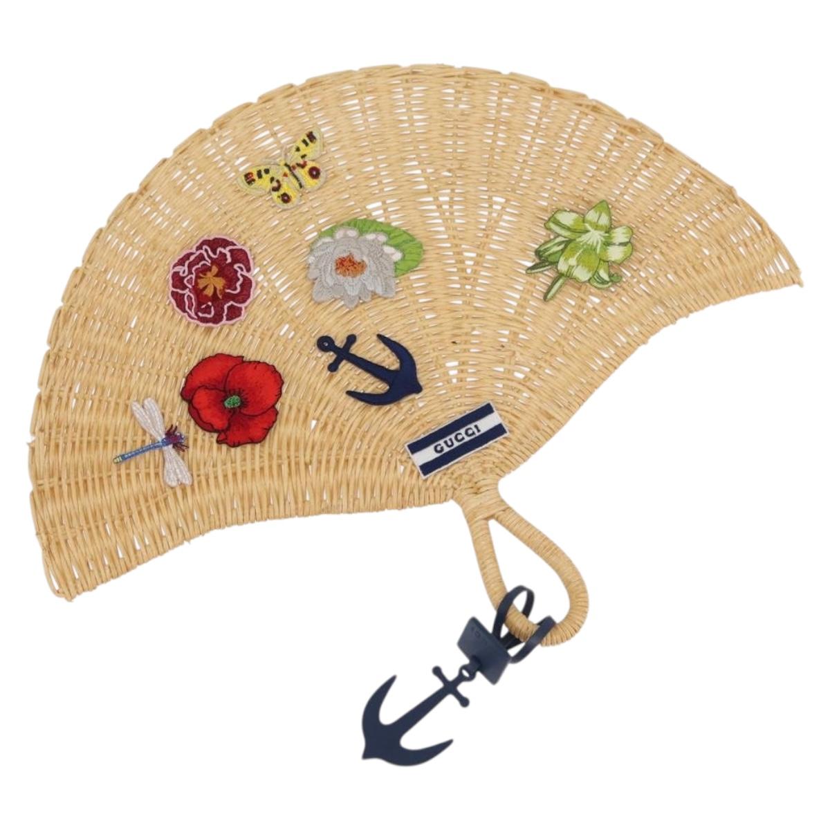 GUCCI Japanese Fan Rattan Beige Auth 175669A