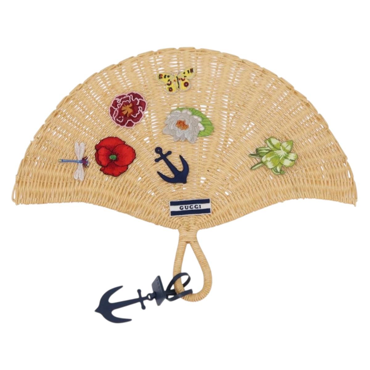 GUCCI Japanese Fan Rattan Beige Auth 175669A
