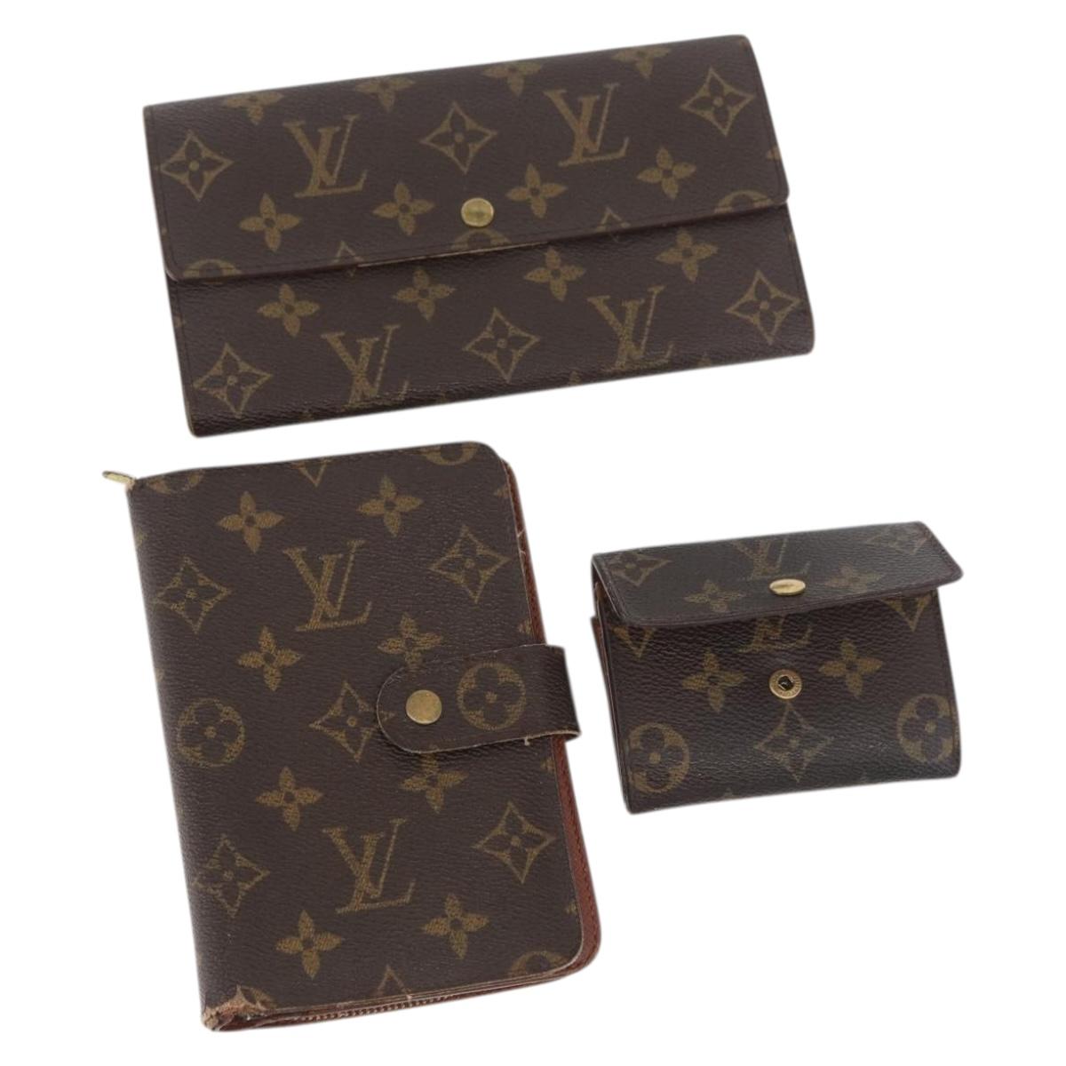 LOUIS VUITTON Monogram Day Planner Cover 3 Set LV Auth 175671