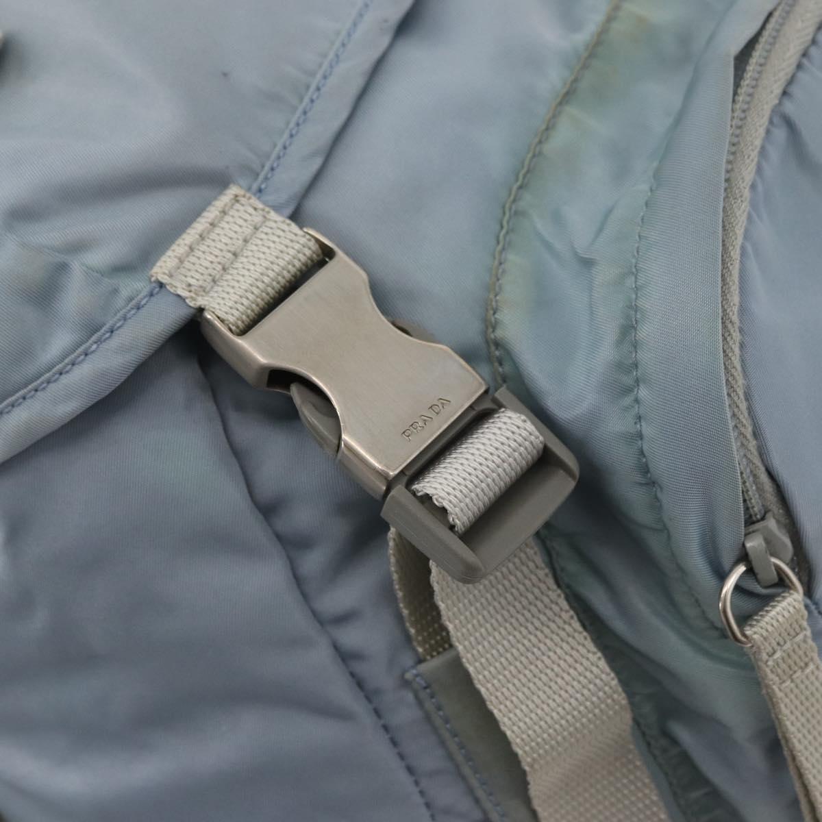 PRADA Backpack Nylon Light Blue Silver Auth 175701