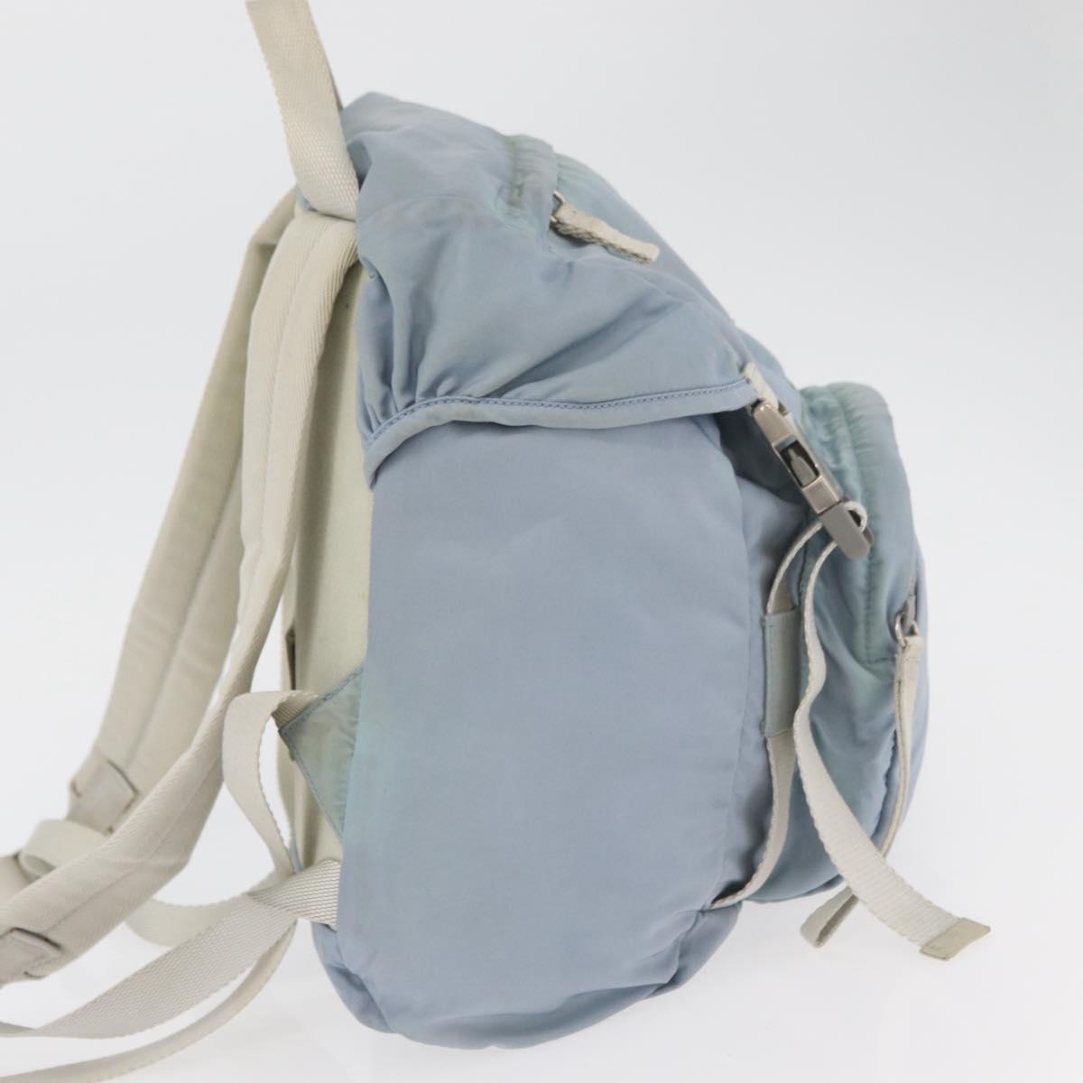 PRADA Backpack Nylon Light Blue Silver Auth 175701