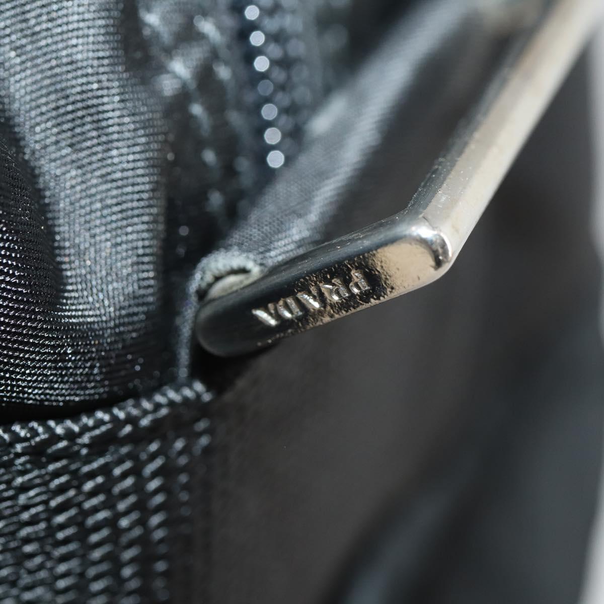PRADA Boston Bag Nylon Black Silver Auth 175710A