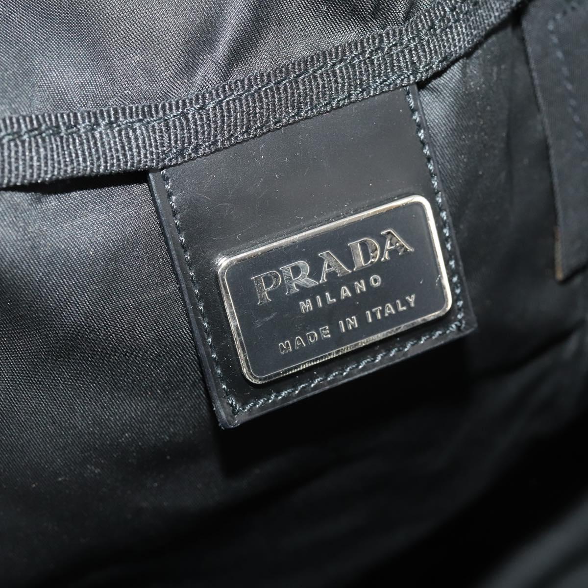 PRADA Boston Bag Nylon Black Silver Auth 175710A