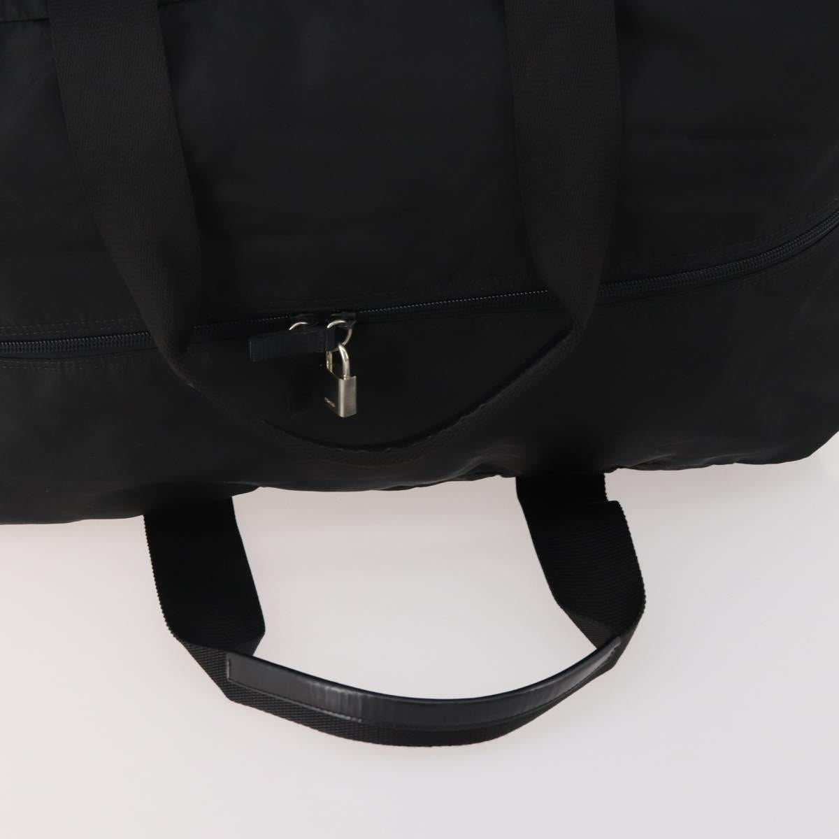 PRADA Boston Bag Nylon Black Silver Auth 175710A