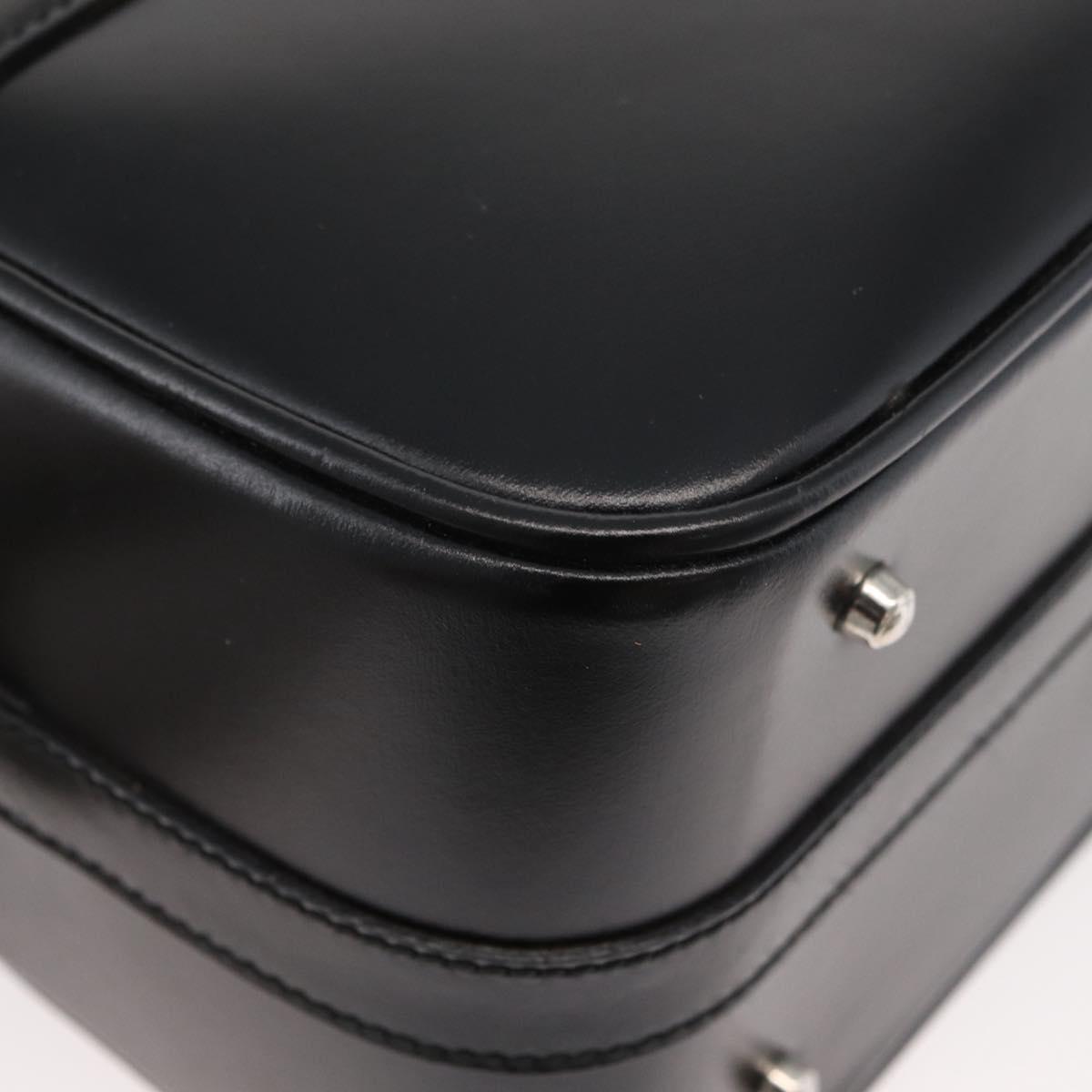 GUCCI Bamboo Vanity Hand Bag Leather 2way Black Silver Auth 175718