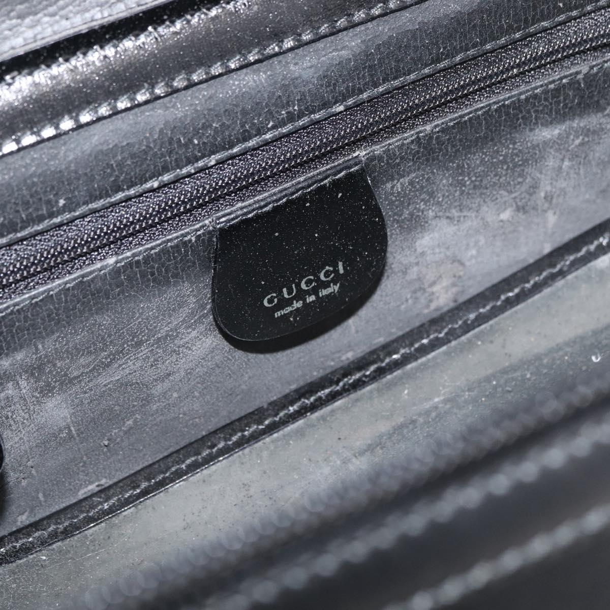 GUCCI Bamboo Vanity Hand Bag Leather 2way Black Silver Auth 175718