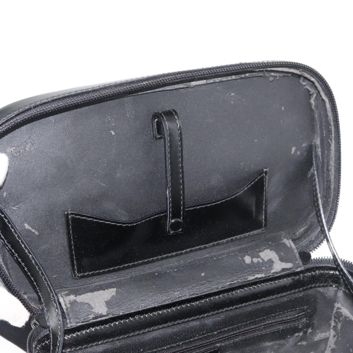 GUCCI Bamboo Vanity Hand Bag Leather 2way Black Silver Auth 175718