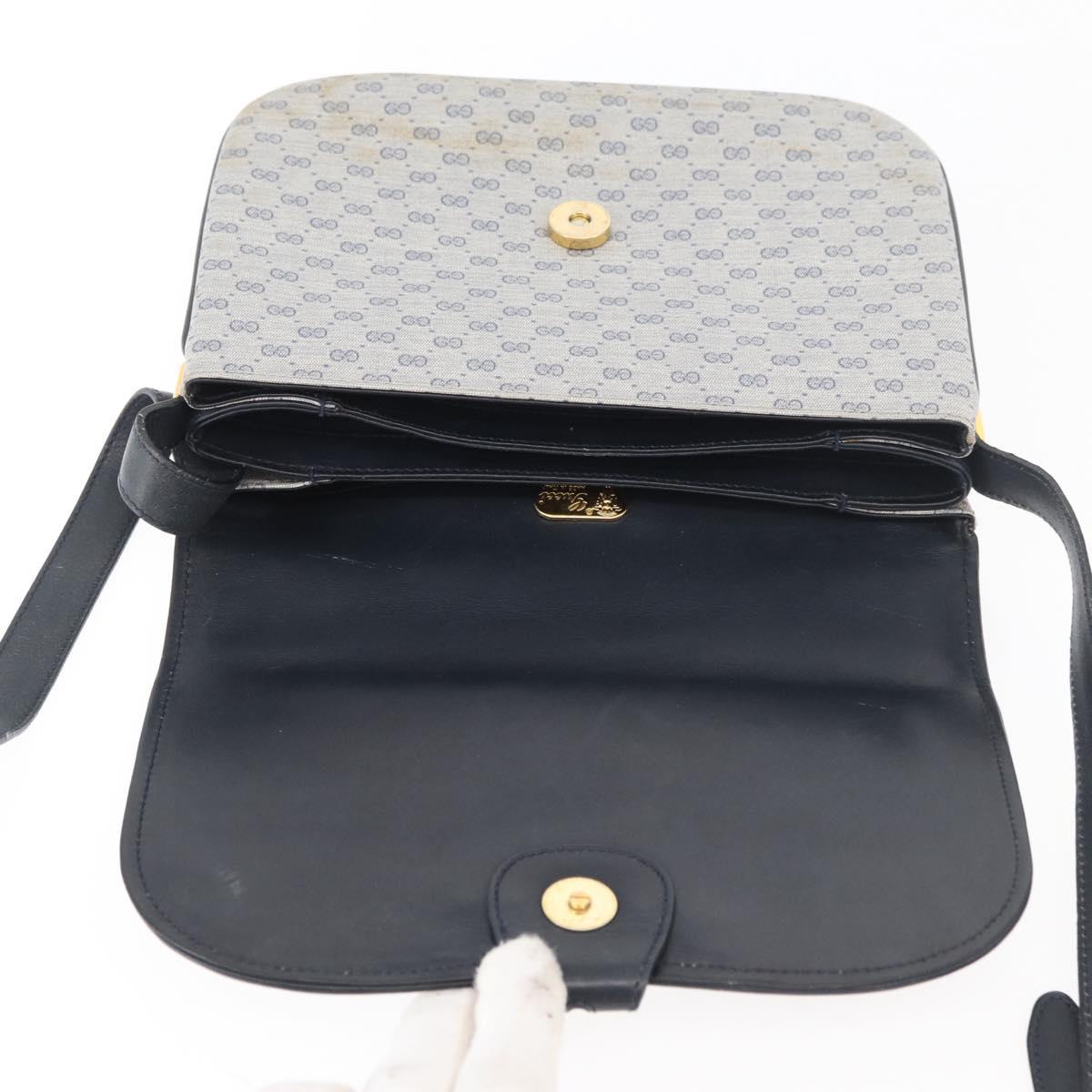 GUCCI Micro GG Supreme Shoulder Bag PVC Navy Gold 001 406 1780 Auth 175726