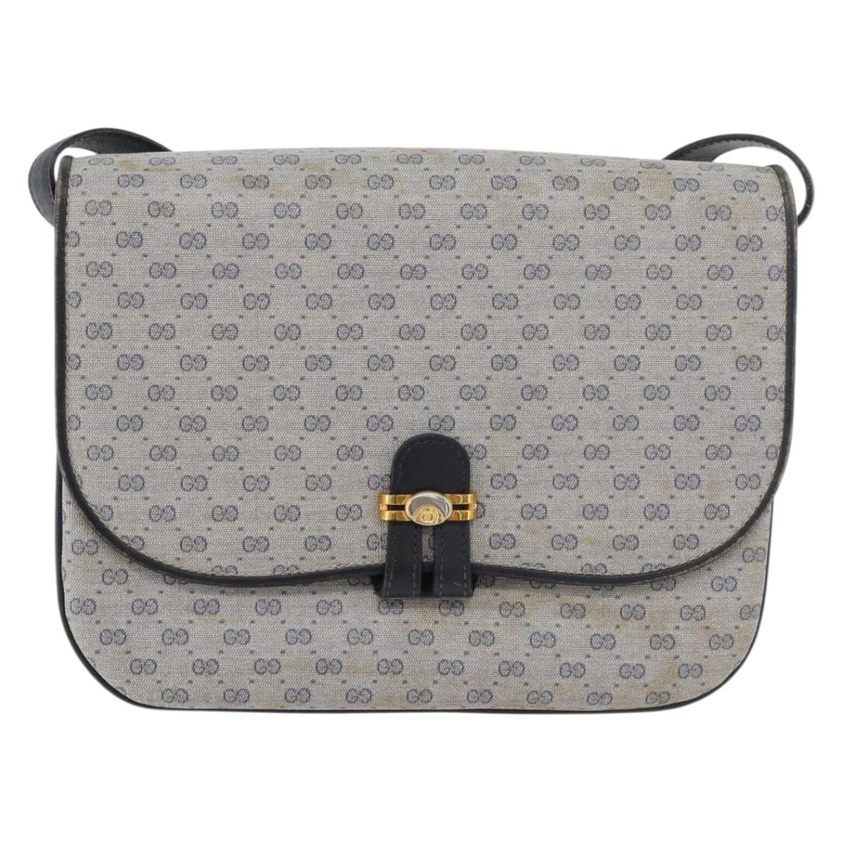 GUCCI Micro GG Supreme Shoulder Bag PVC Navy Gold 001 406 1780 Auth 175726