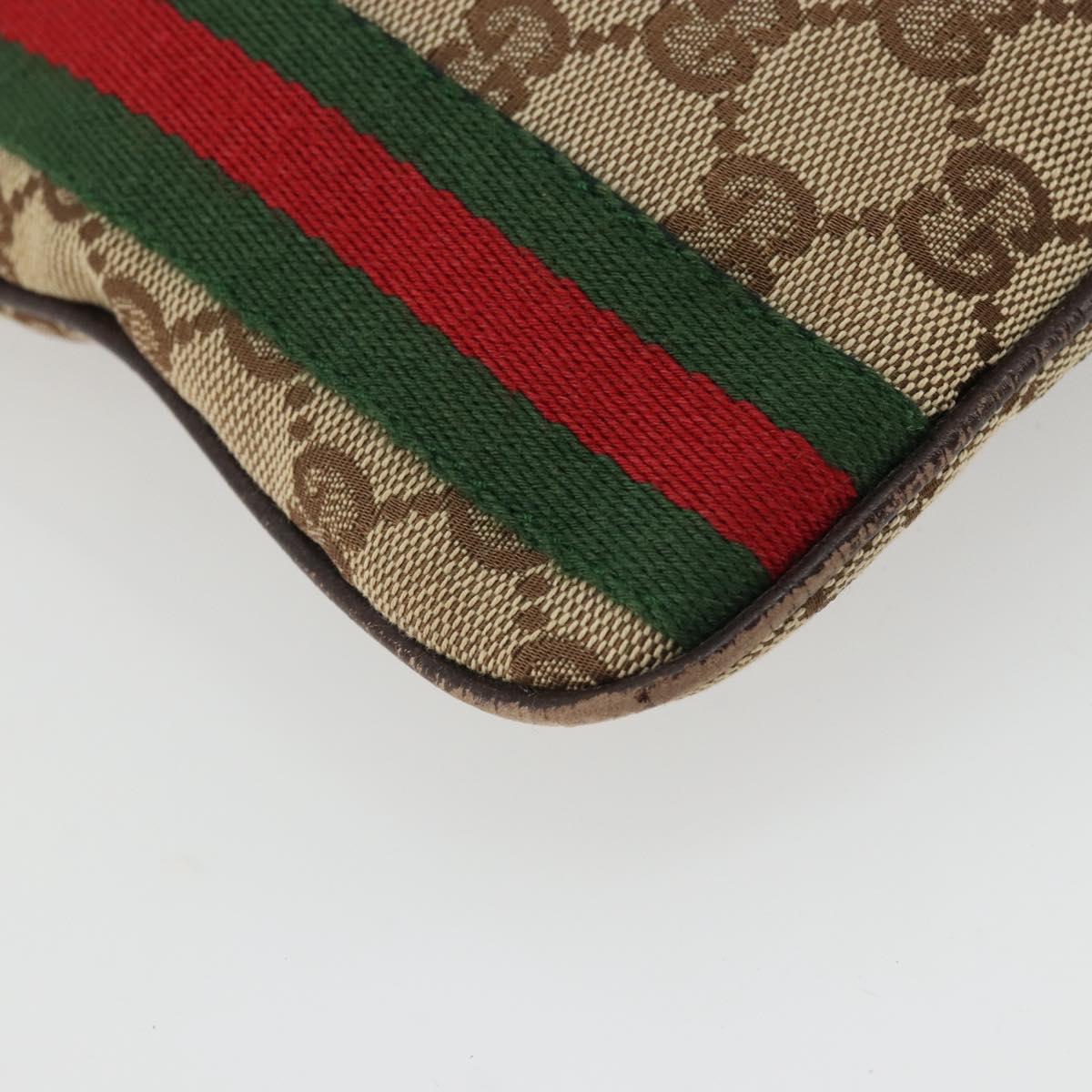 GUCCI GG Canvas Web Sherry Line Shoulder Bag Beige Red Green 144388 Auth 175734