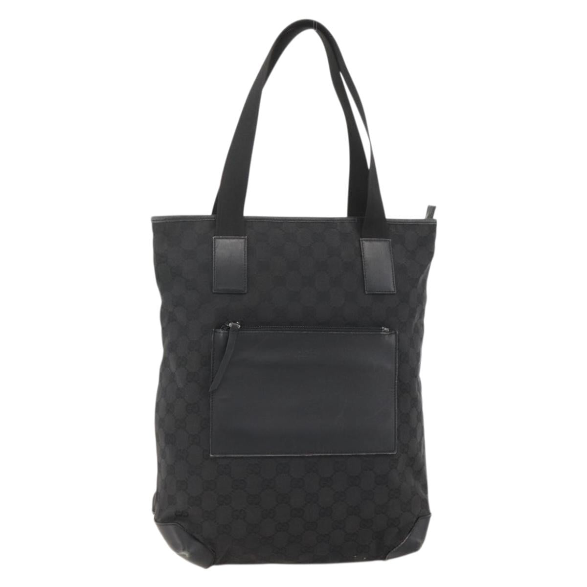 GUCCI GG Canvas Tote Bag Black Silver 28892 Auth 175748