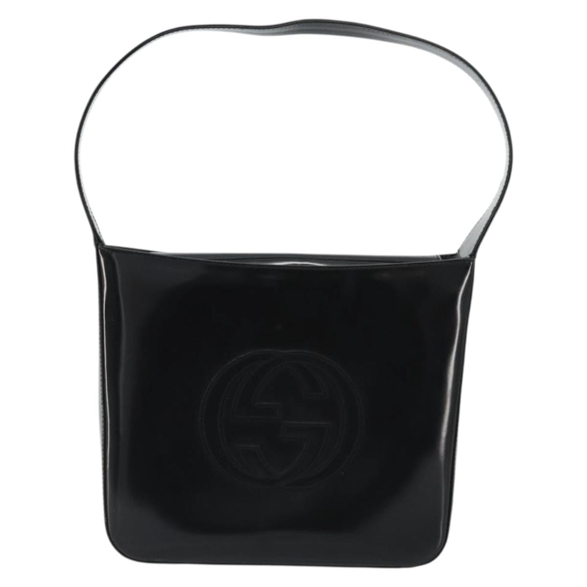 GUCCI Shoulder Bag Patent leather Black Silver 000 1013 0506 Auth 175750
