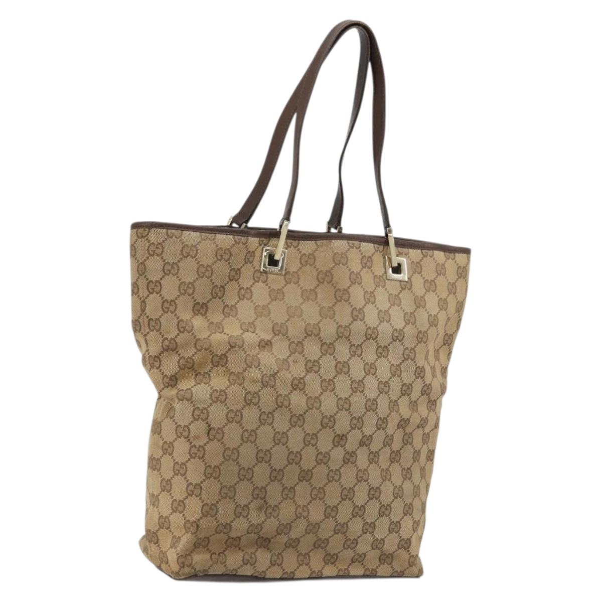 GUCCI GG Canvas Tote Bag Beige Gold 001 1098 Auth 175775