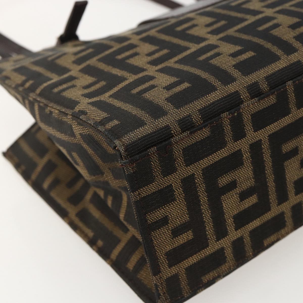 FENDI Zucca Canvas Mamma Baguette Shoulder Bag Brown Black Auth 175781
