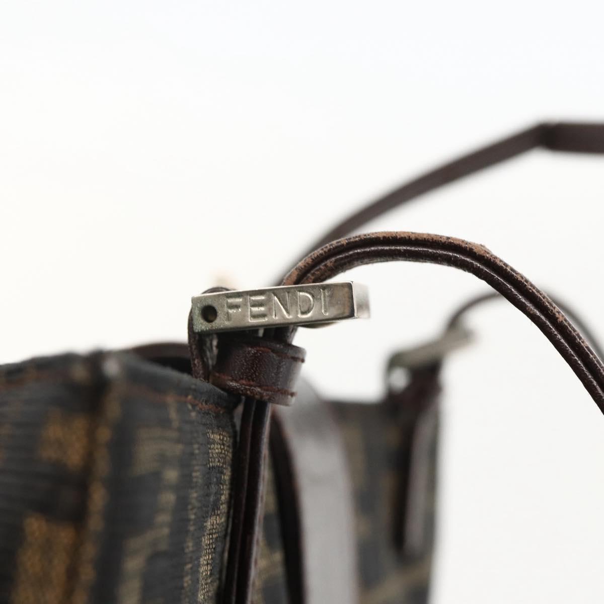 FENDI Zucca Canvas Mamma Baguette Shoulder Bag Brown Black Auth 175781