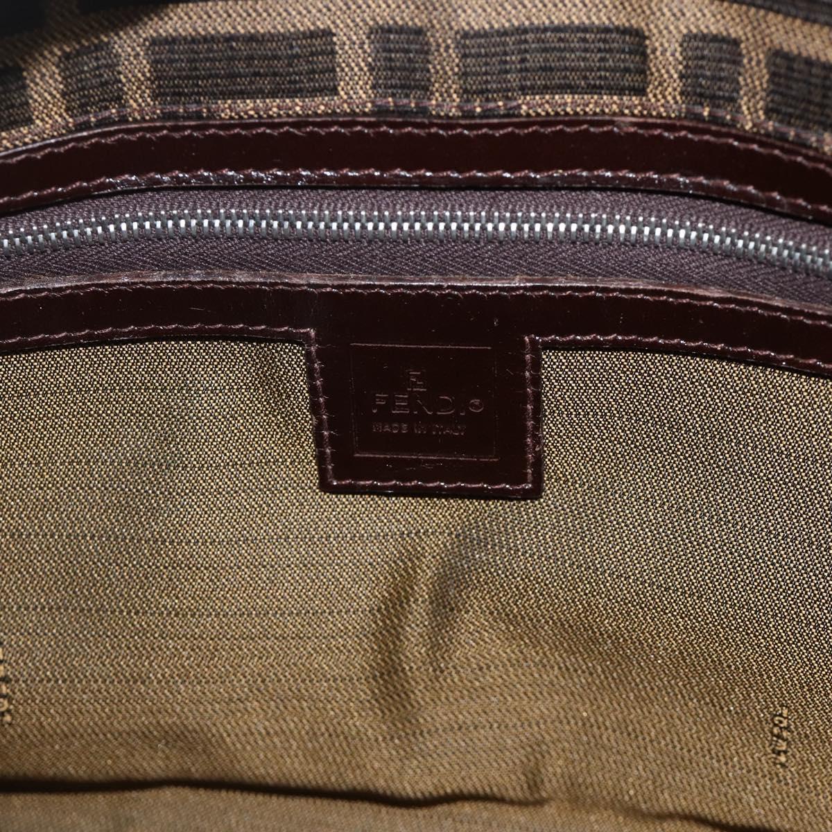 FENDI Zucca Canvas Mamma Baguette Shoulder Bag Brown Black Auth 175781