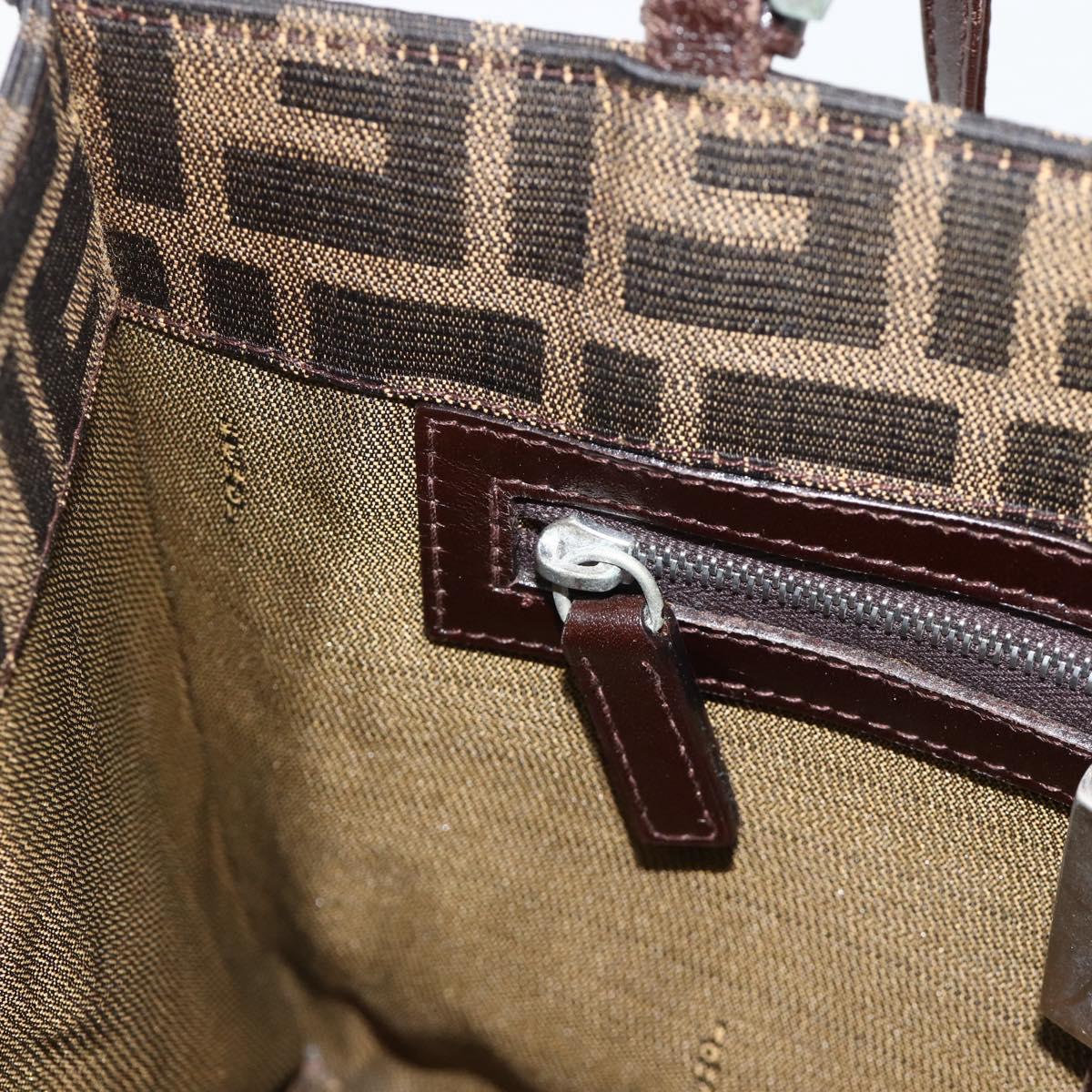 FENDI Zucca Canvas Mamma Baguette Shoulder Bag Brown Black Auth 175781
