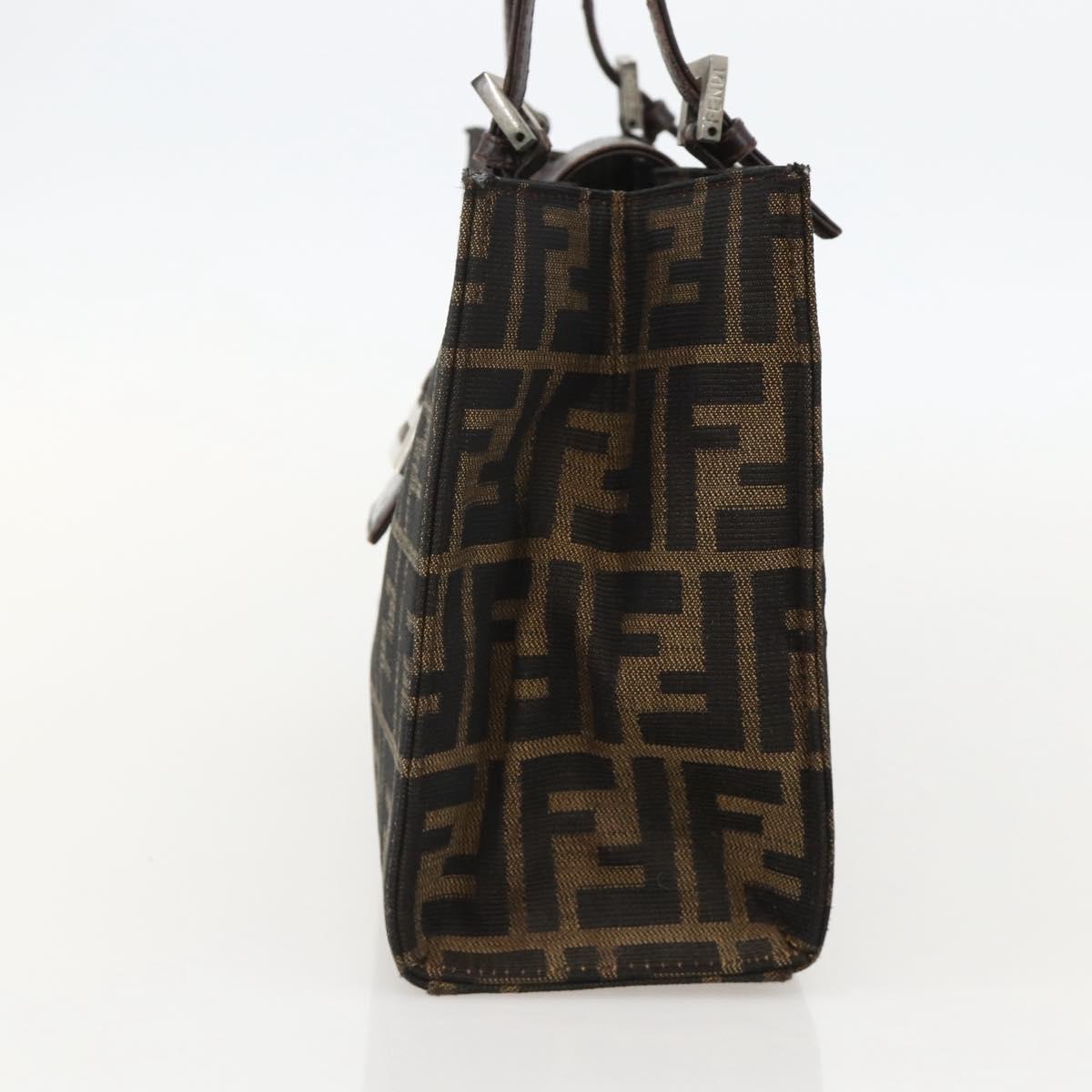 FENDI Zucca Canvas Mamma Baguette Shoulder Bag Brown Black Auth 175781