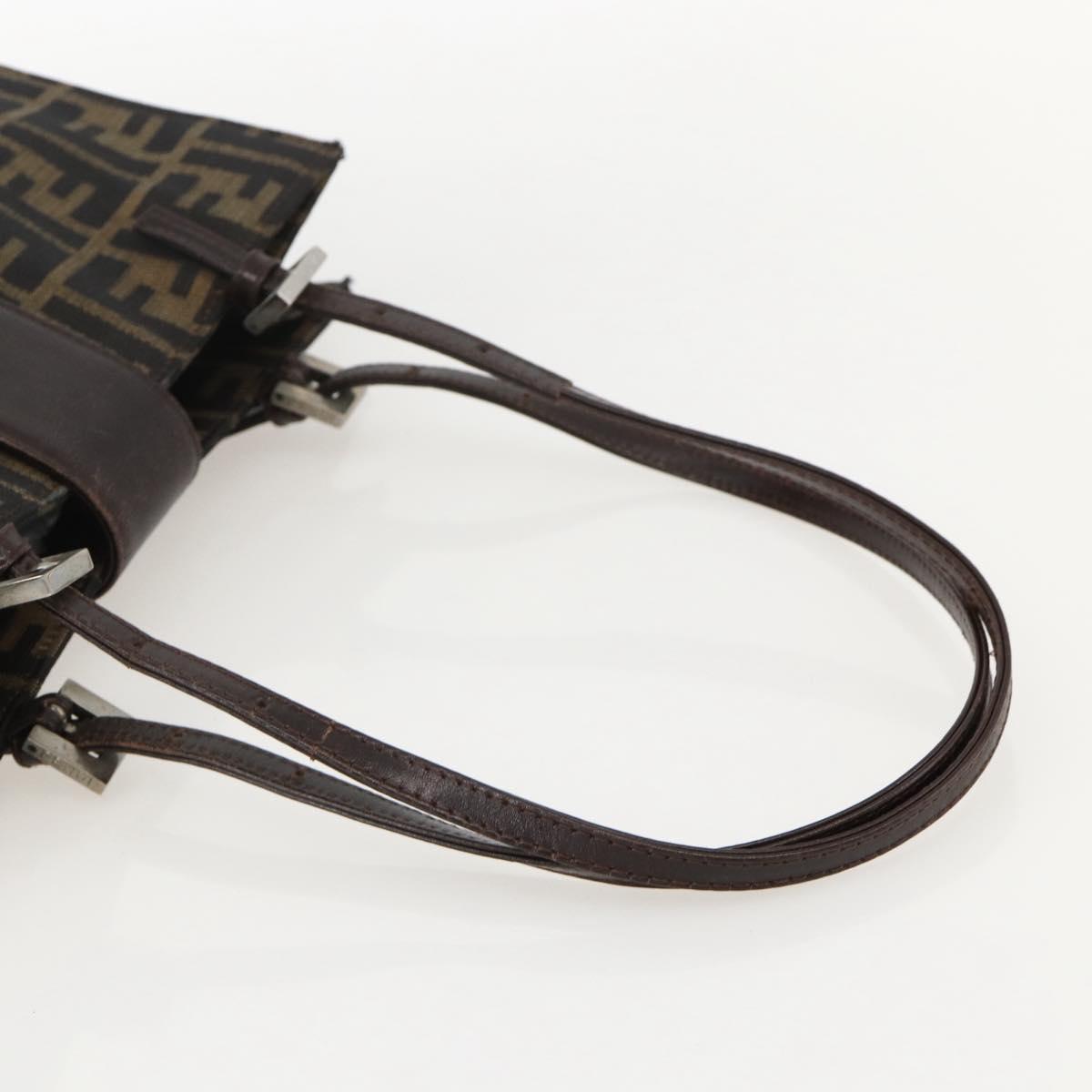 FENDI Zucca Canvas Mamma Baguette Shoulder Bag Brown Black Auth 175781