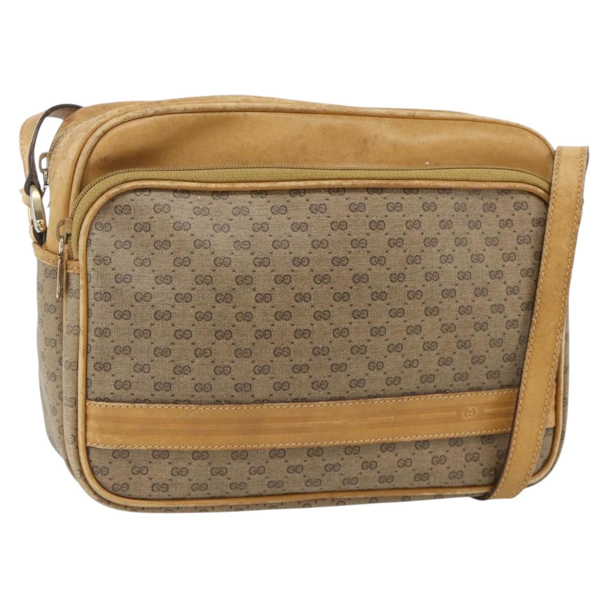 GUCCI Micro GG Supreme Shoulder Bag PVC Beige Gold 001 115 5443 Auth 175795