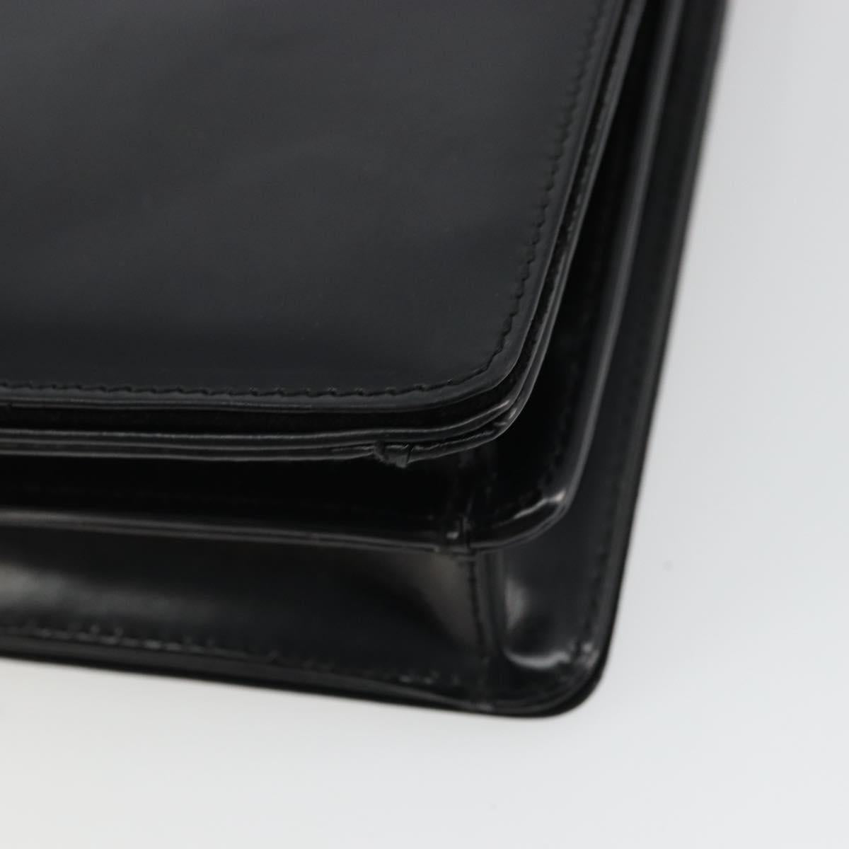 GUCCI Horsebit Shoulder Bag Patent leather Black Silver Auth 175800