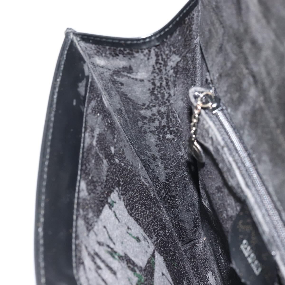 GUCCI Horsebit Shoulder Bag Patent leather Black Silver Auth 175800