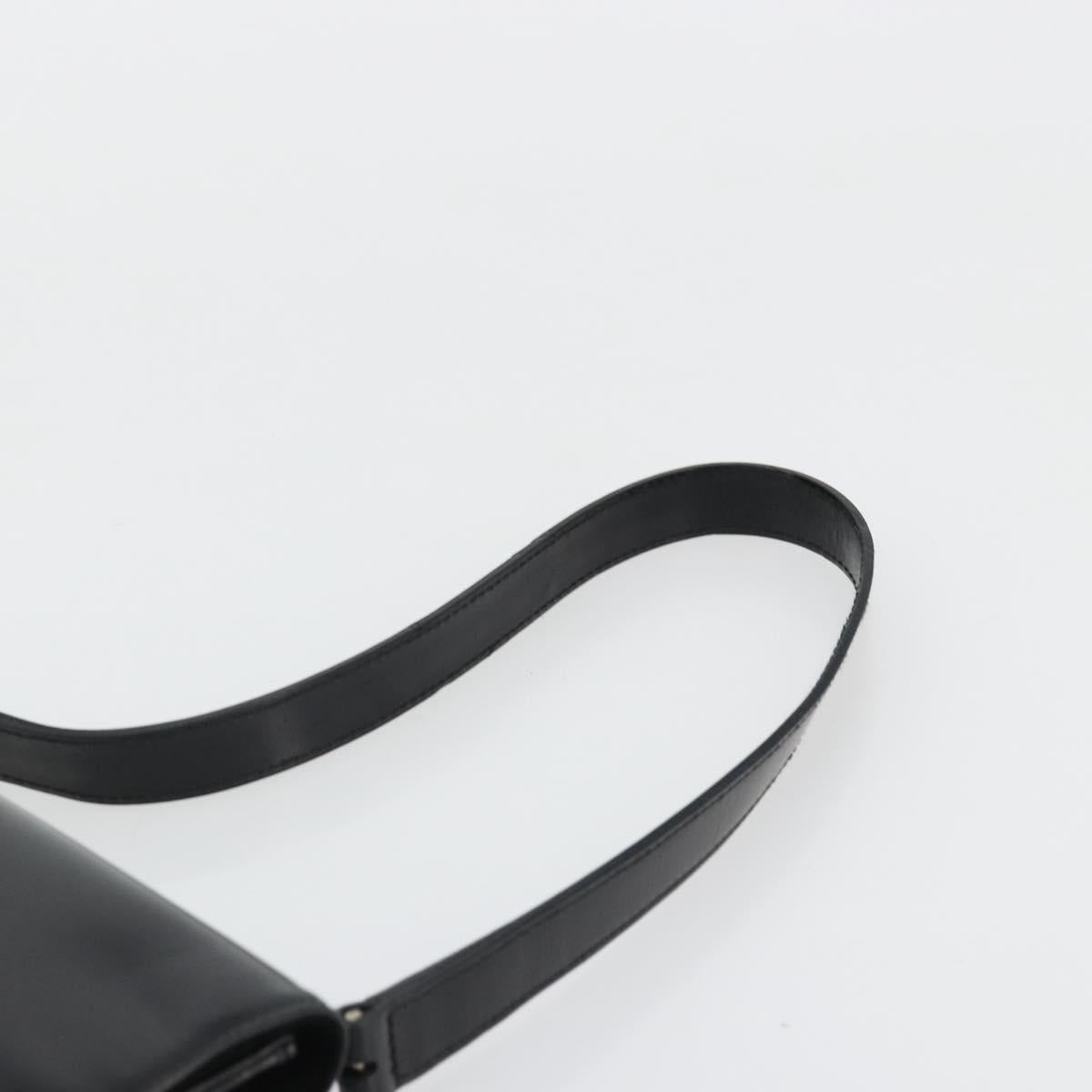GUCCI Horsebit Shoulder Bag Patent leather Black Silver Auth 175800