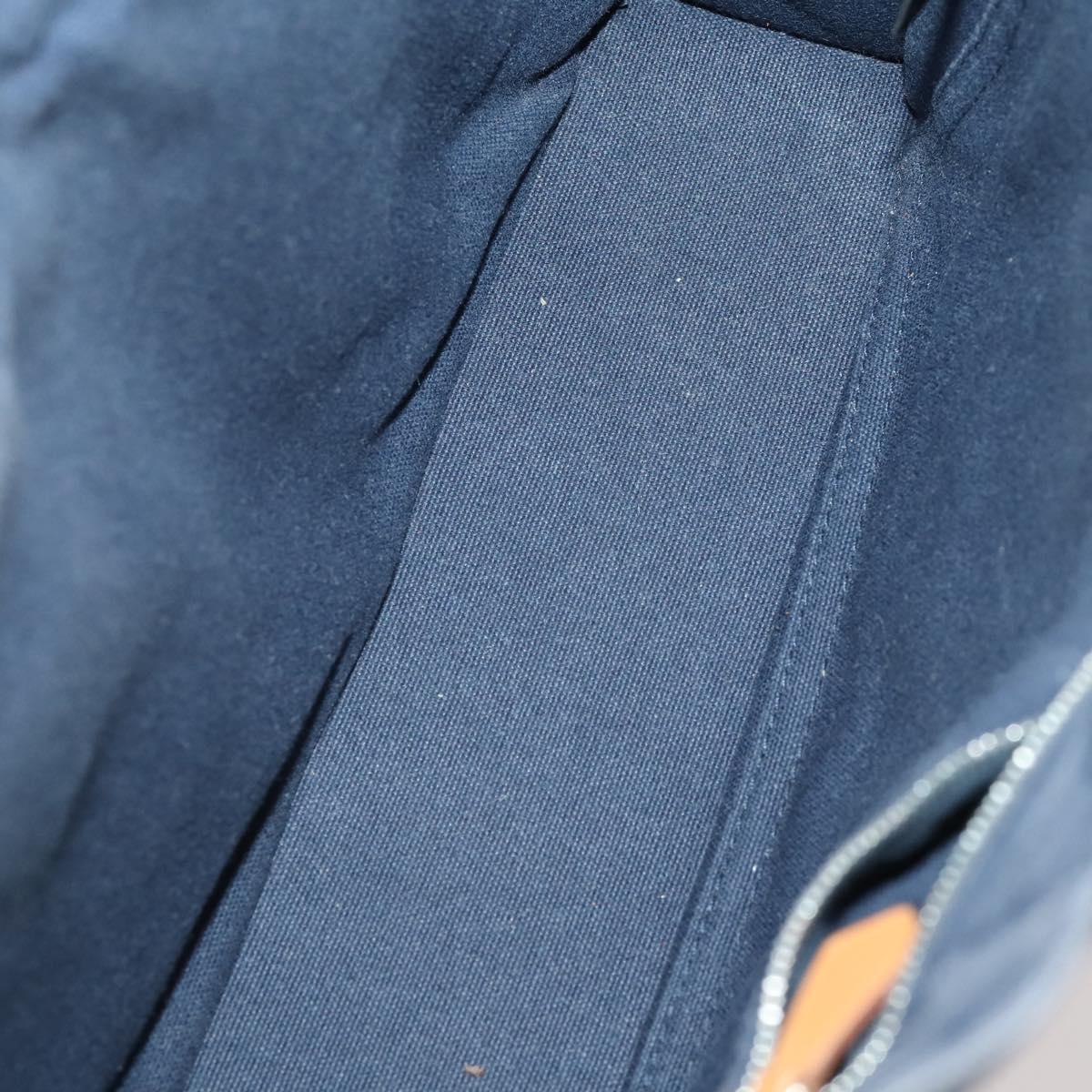HERMES Fourre Tout PM Hand Bag Canvas 3 Set Navy Black Auth 175803
