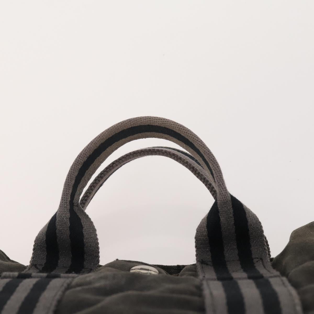 HERMES Fourre Tout PM Hand Bag Canvas 3 Set Navy Black Auth 175803