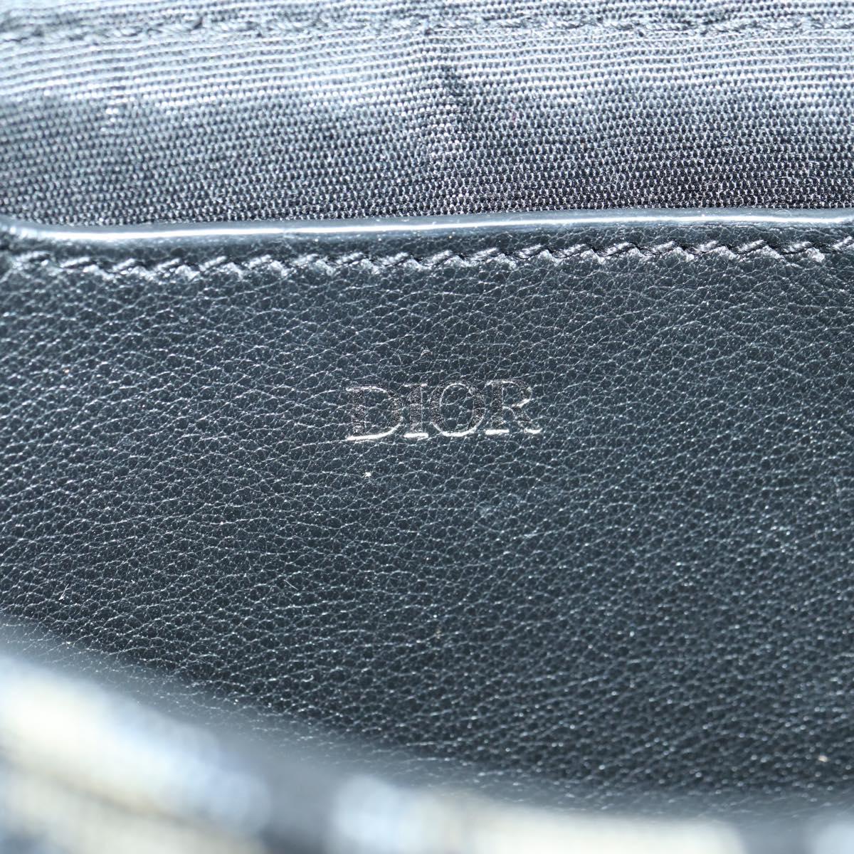 Christian Dior Trotter Canvas Dior Lock Shoulder Bag Navy Silver Auth 175822M