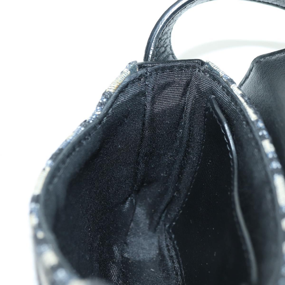 Christian Dior Trotter Canvas Dior Lock Shoulder Bag Navy Silver Auth 175822M