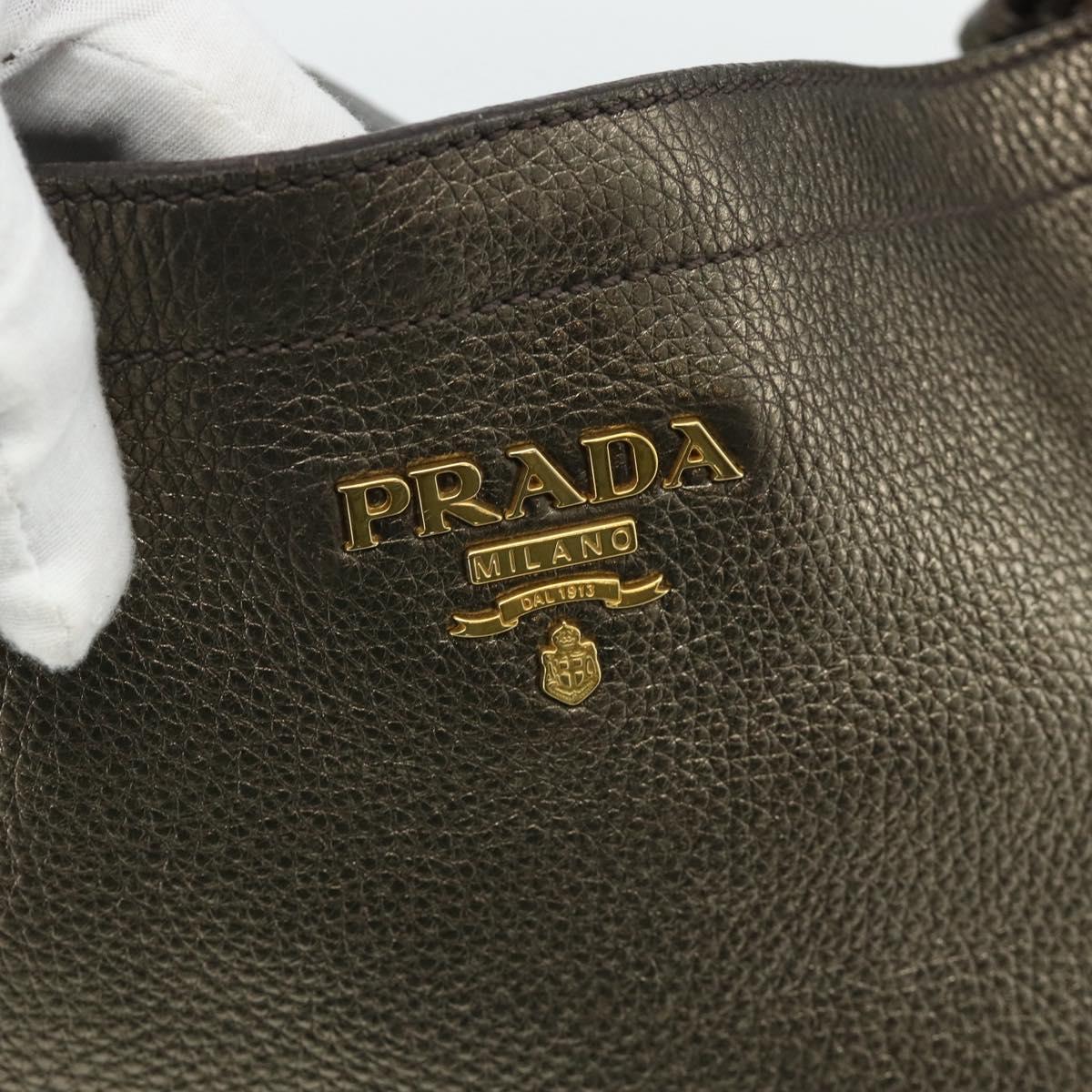 PRADA Shoulder Bag Leather Gold Auth 175839A