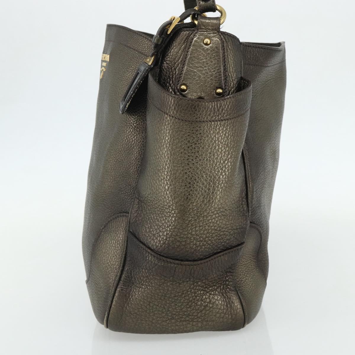 PRADA Shoulder Bag Leather Gold Auth 175839A