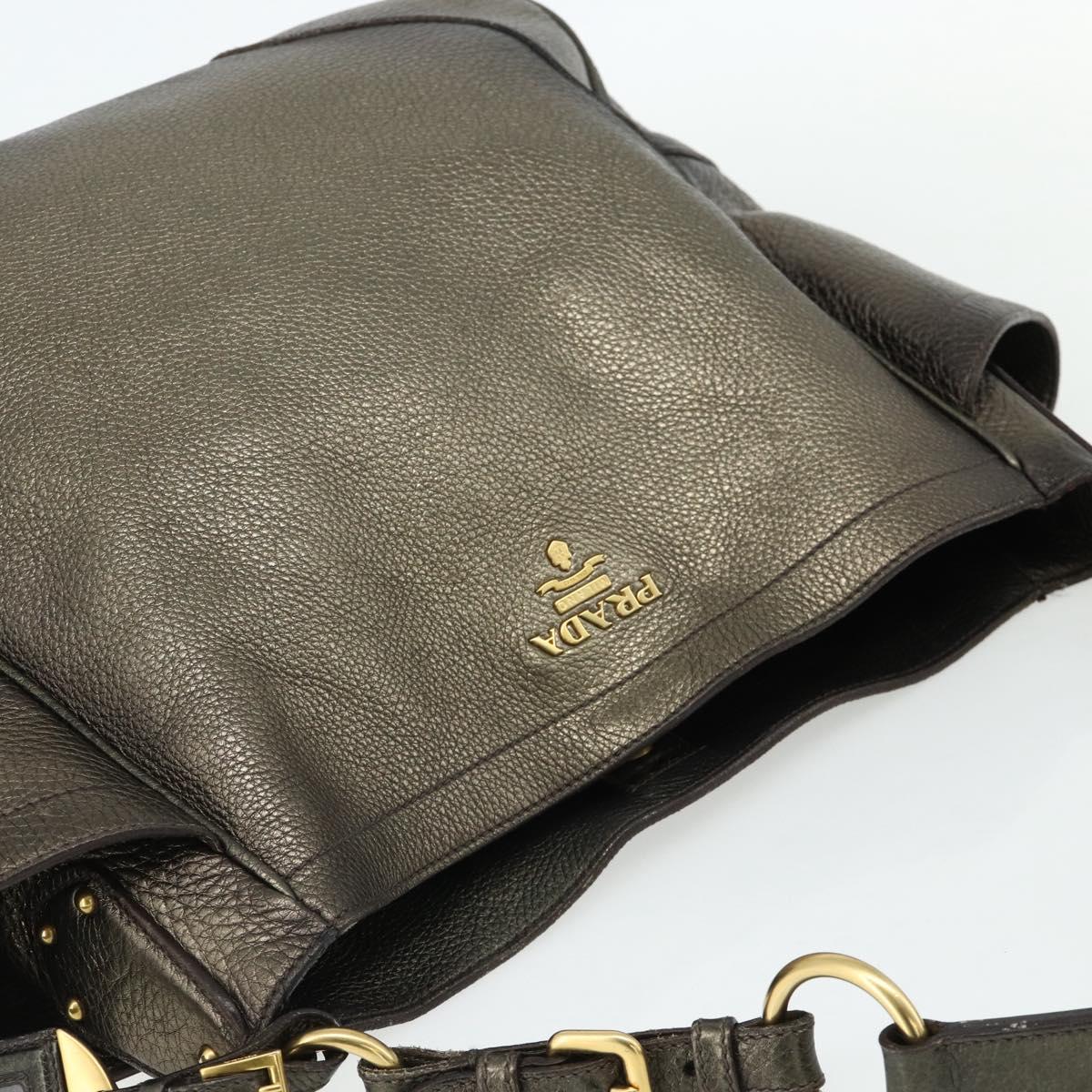 PRADA Shoulder Bag Leather Gold Auth 175839A
