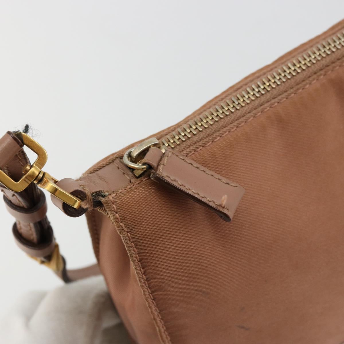 PRADA Accessory Pouch Nylon Pink Gold Auth 175840