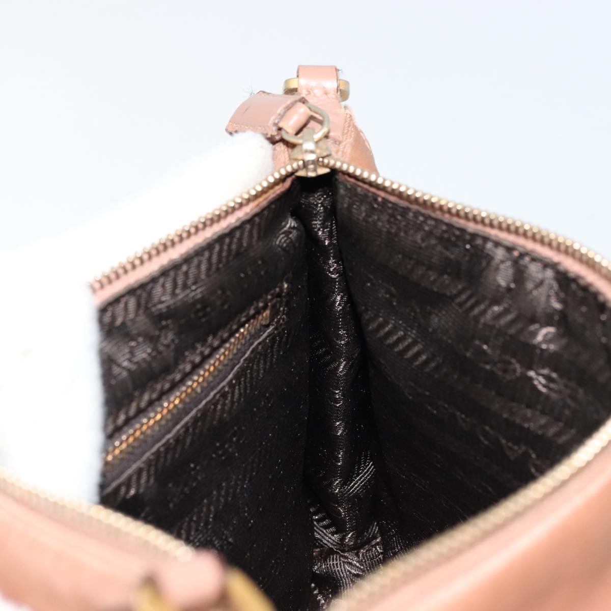 PRADA Accessory Pouch Nylon Pink Gold Auth 175840