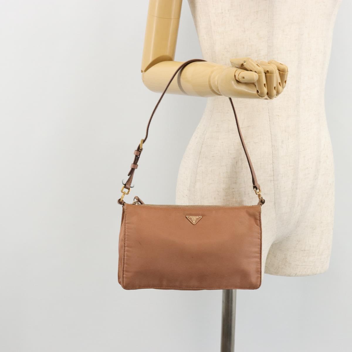 PRADA Accessory Pouch Nylon Pink Gold Auth 175840