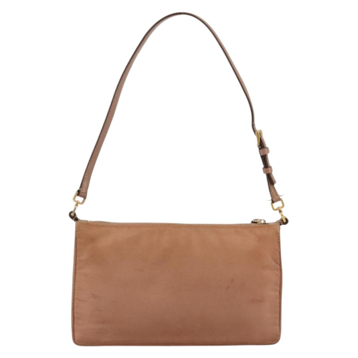 PRADA Accessory Pouch Nylon Pink Gold Auth 175840