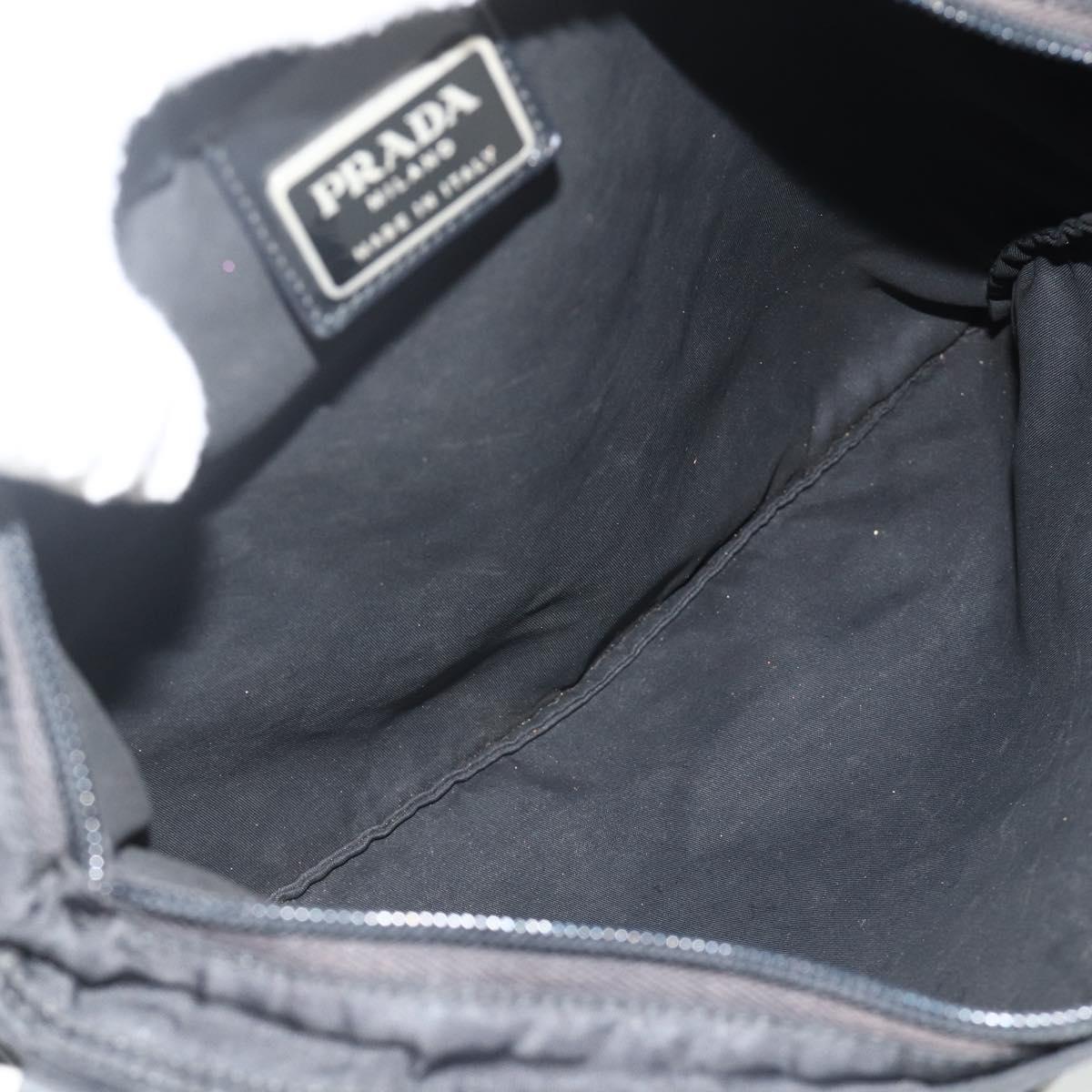 PRADA Shoulder Bag Nylon Black Silver Auth 175841A