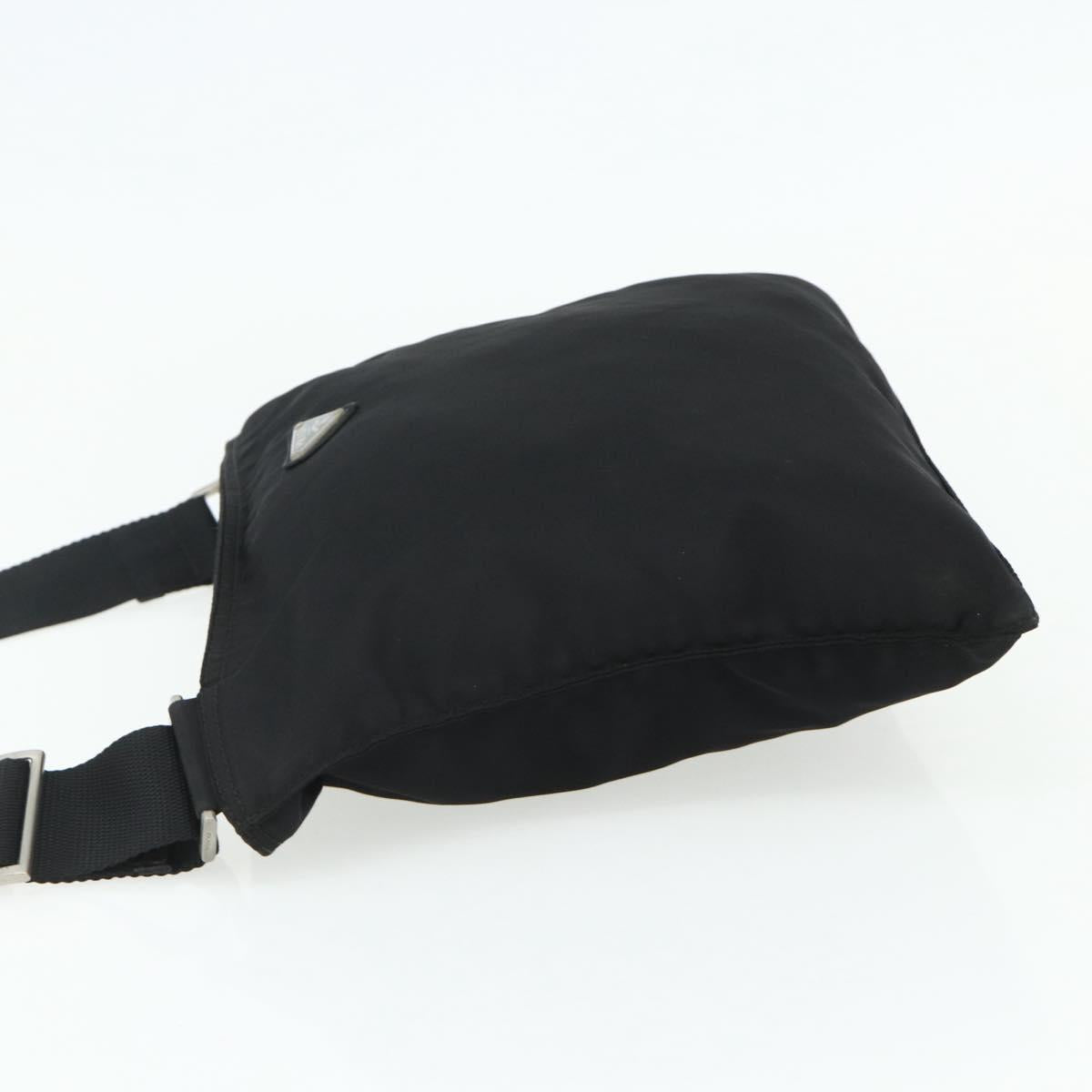 PRADA Shoulder Bag Nylon Black Silver Auth 175841A