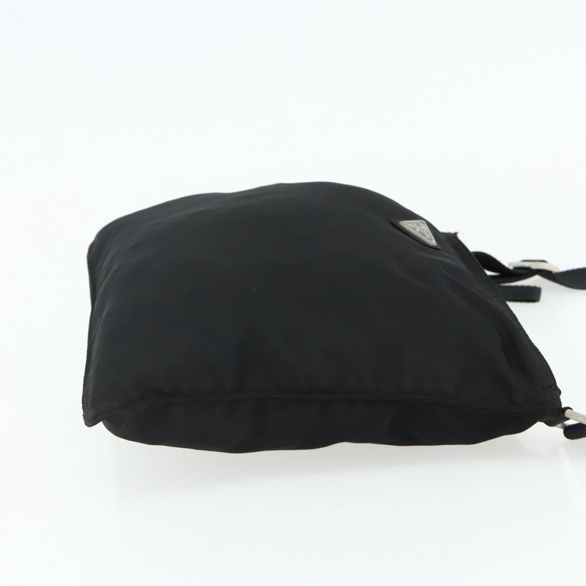 PRADA Shoulder Bag Nylon Black Silver Auth 175841A